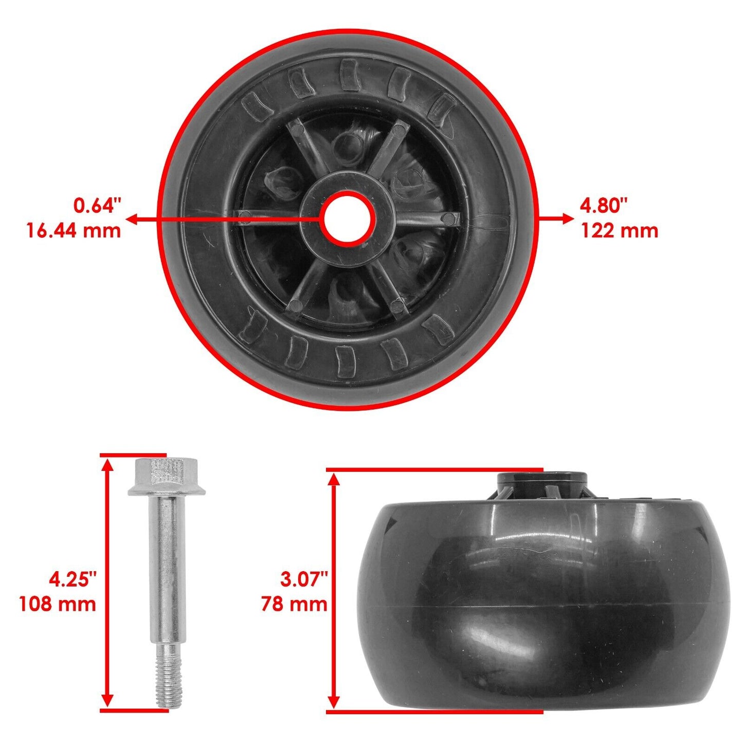 Caltric 022-1000-98 022-5234-00 022100098 022523400 Deck Wheel for Bad Boy Qty 4