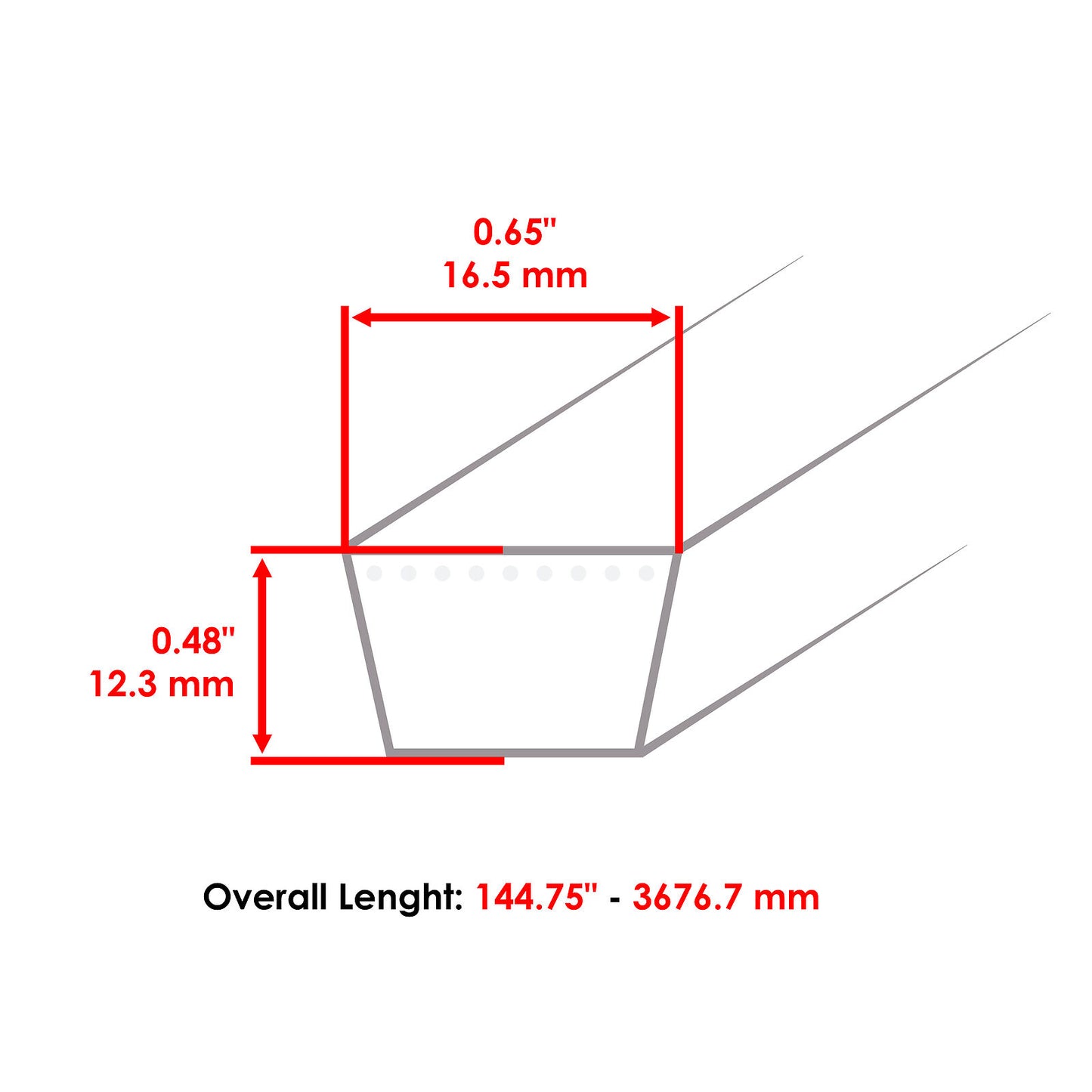 Deck 42" Belt for Husqvarna Izc 5223 5221 6125 510201101 539110832 1/2"X 145.5"