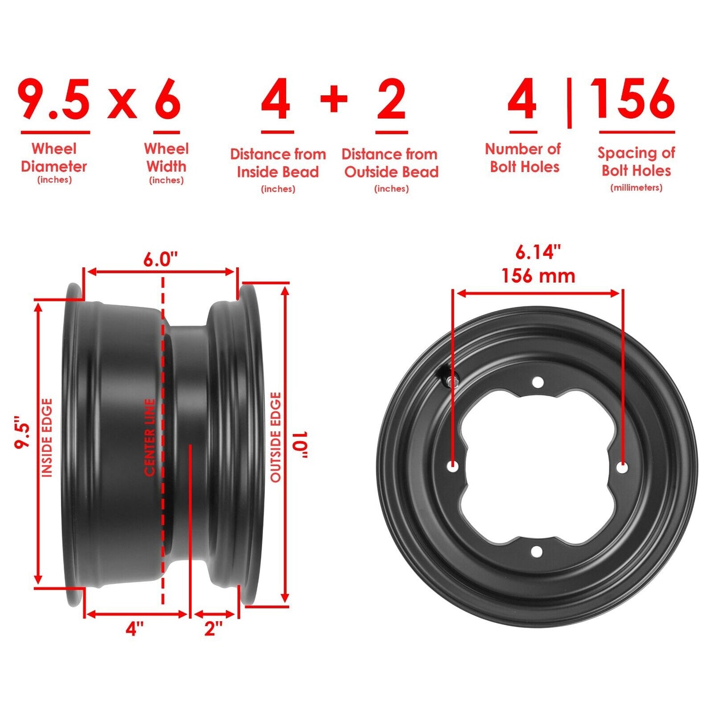 Caltric Front Wheel Rim For Yamaha YFZ450 YFZ450 2004-2007 5LP-25180-11-YX