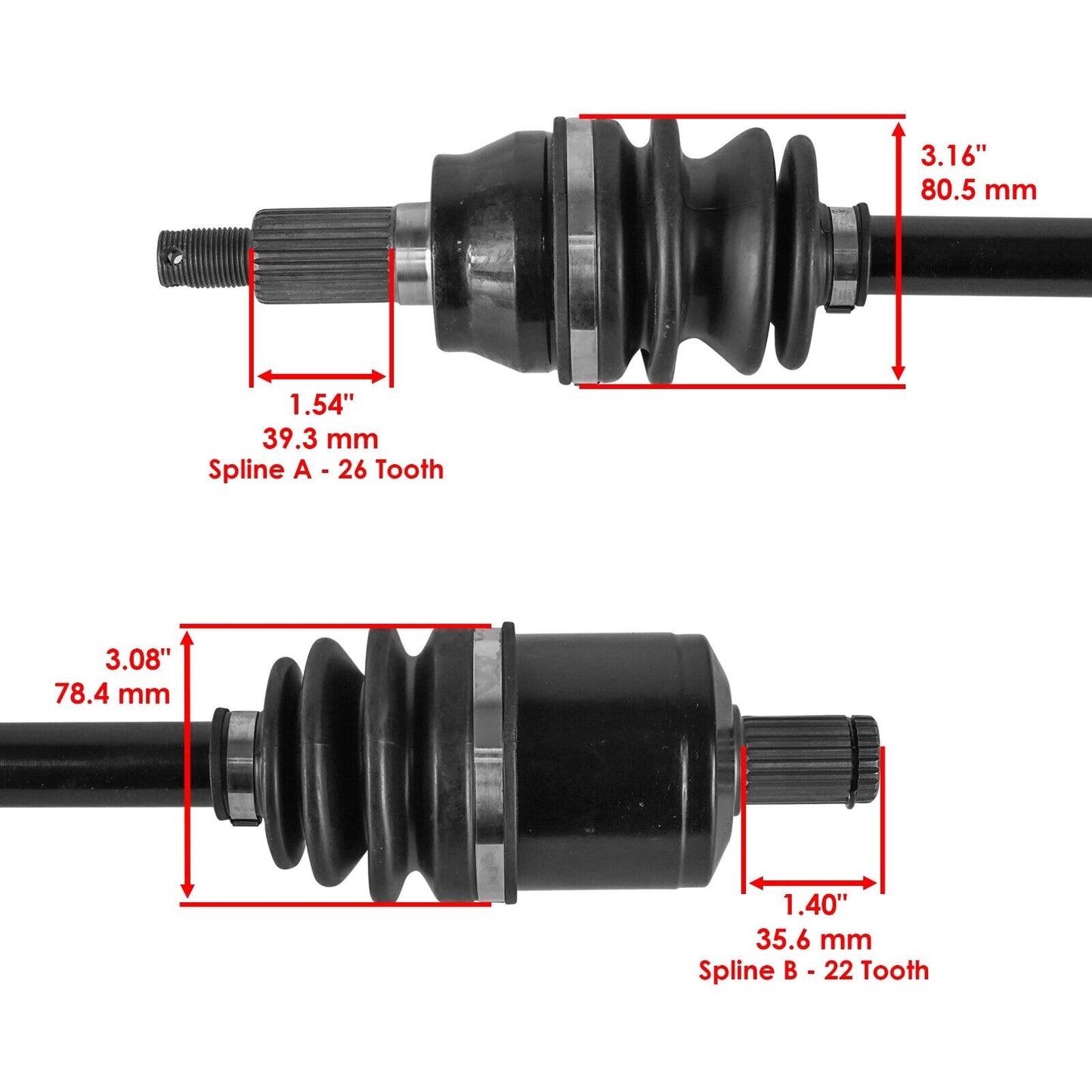 Caltric 1333948 Front CV Axle For Polaris RZR 900 50/55" 2015-2021 Left Or Right