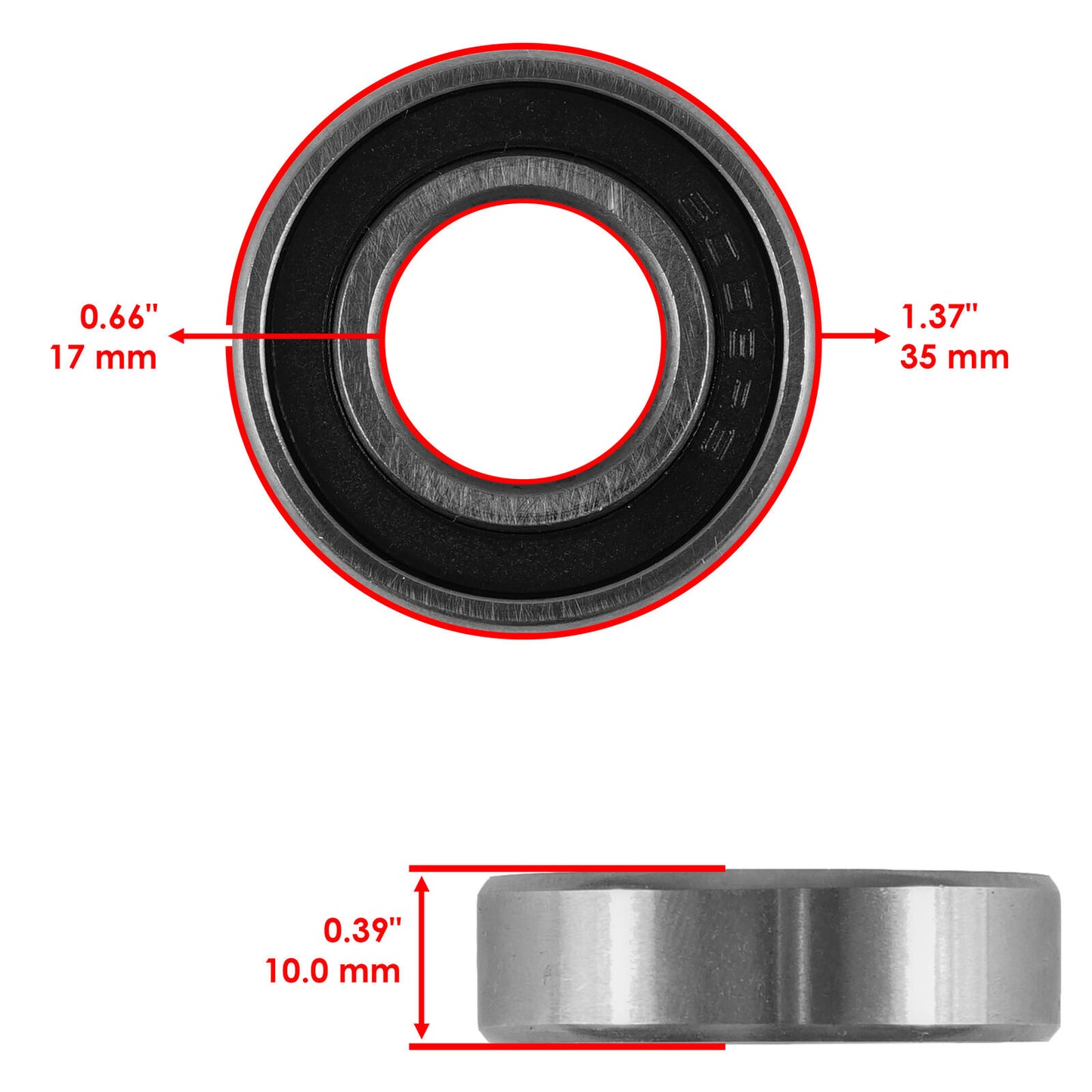 Caltric 6003-2RS 6003-2RDQE6 Rubber Seal Ball Bearing Row Deep Groove / 17x35x10