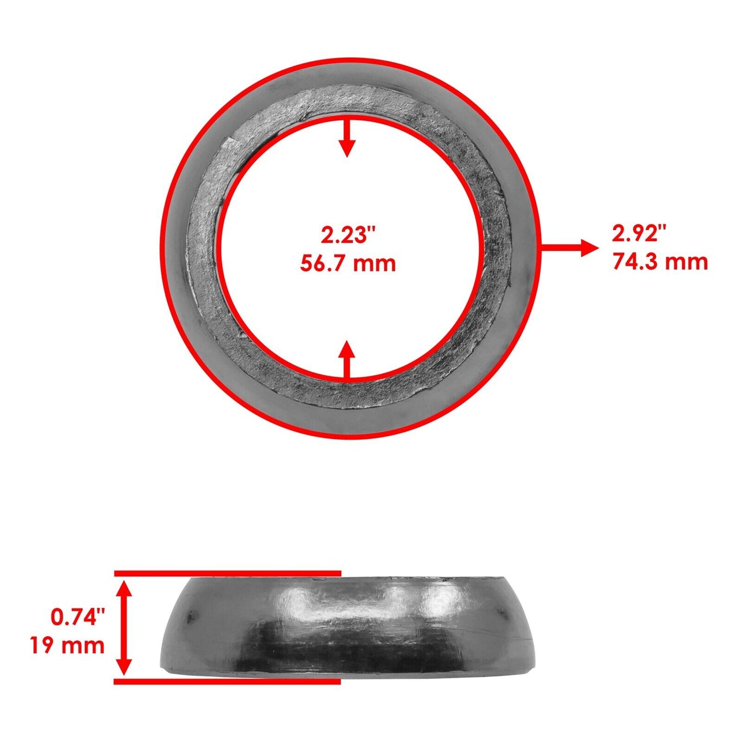 Caltric 707601908 Exhaust Muffler Gasket For Can-Am CanAm Diameter 2.23" x 2.92"