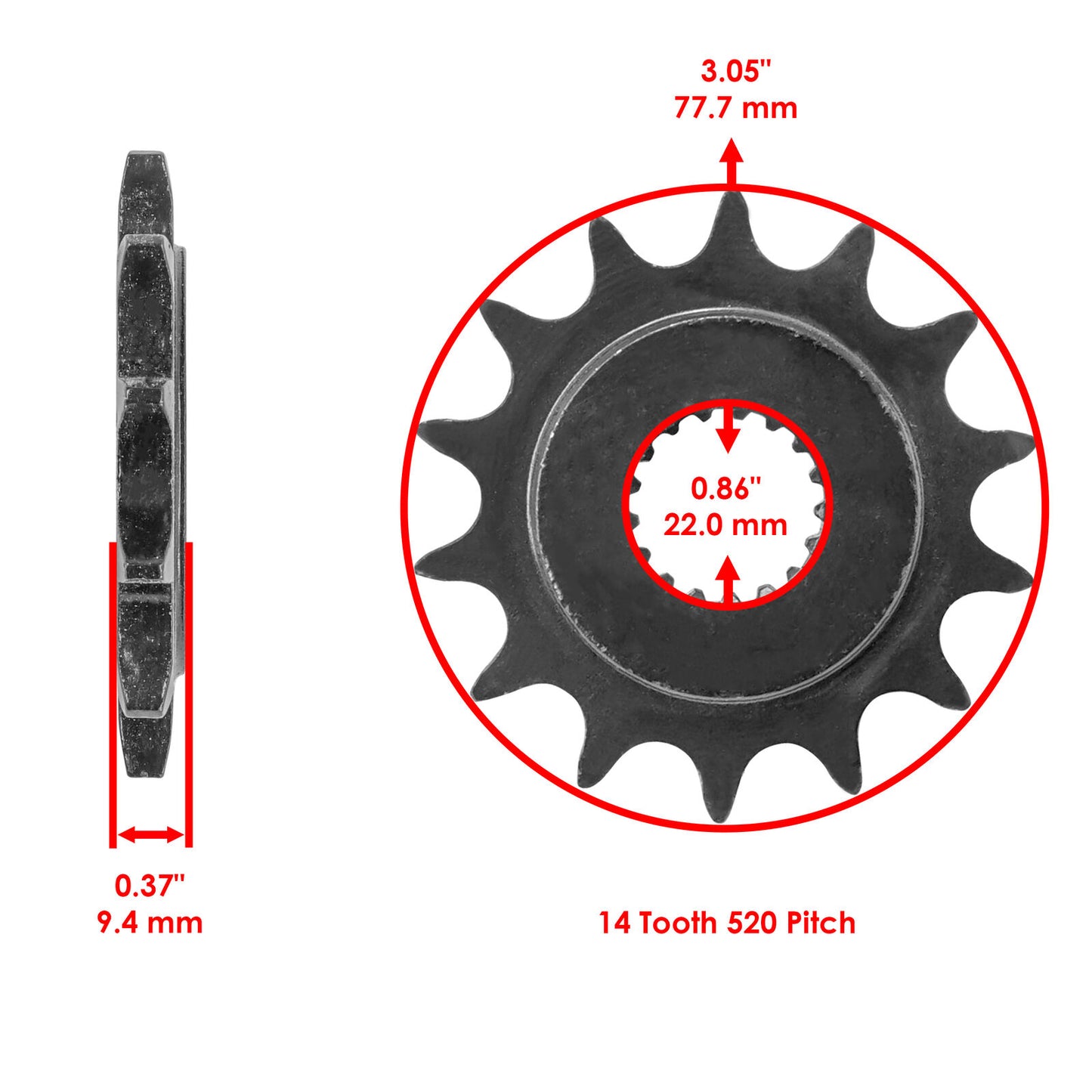 Front Drive Chain Sprocket for Honda 450 Sportrax TRX450R 2004-2005 Teeth 14