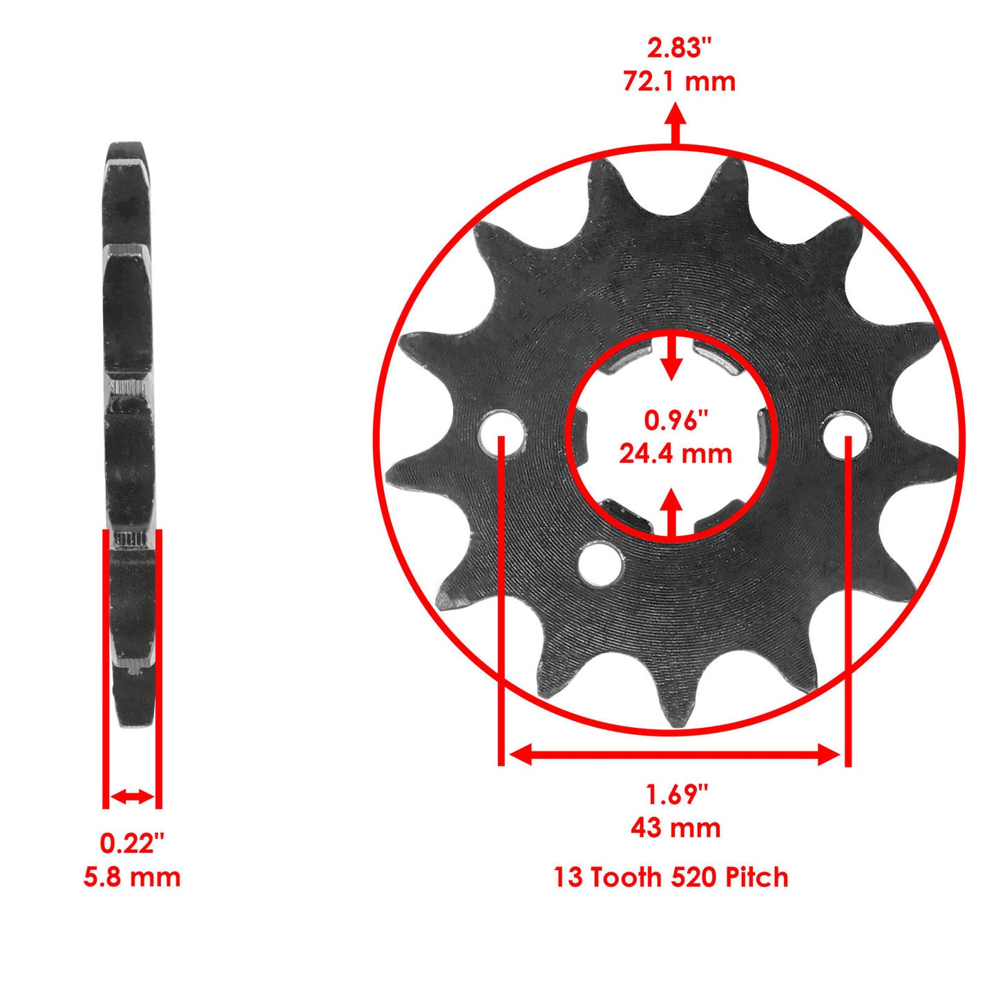 Caltric Front Drive Chain Sprocket for Yamaha YFM350X Warrior 1987-2004 Teeth 13