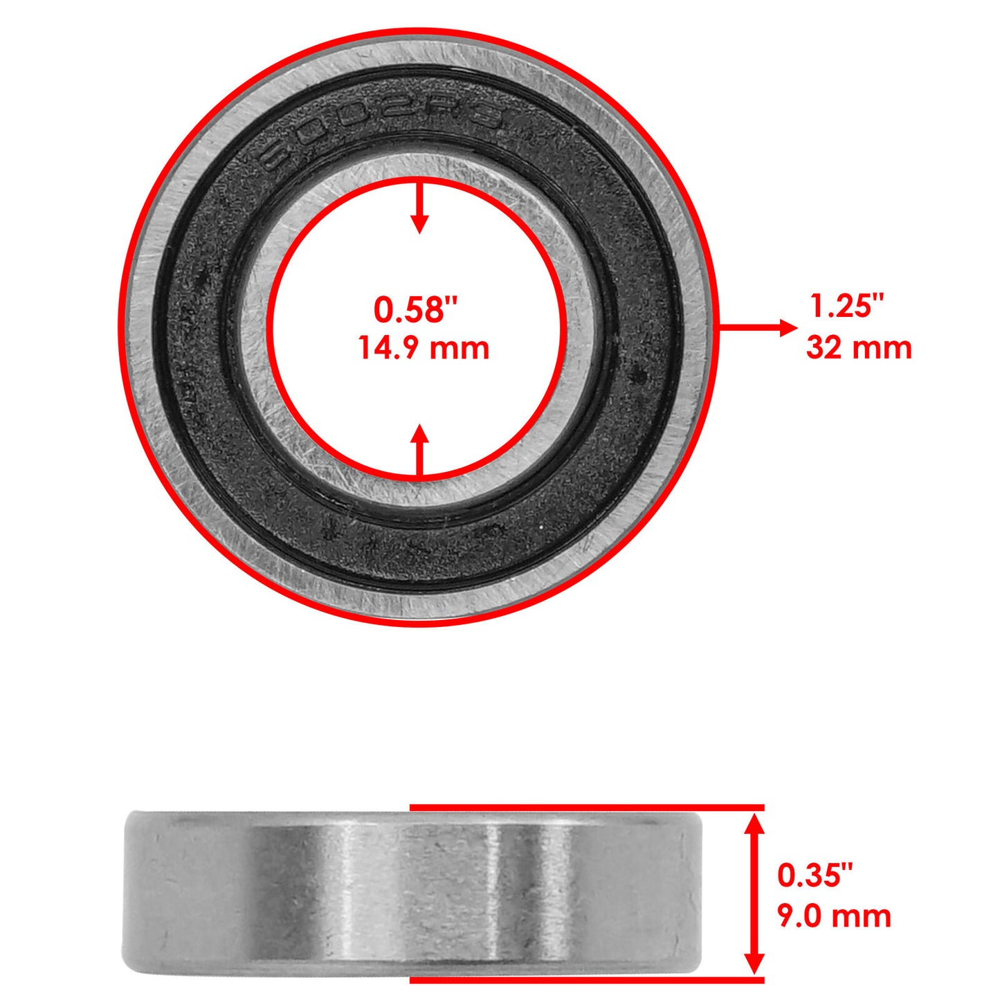 Caltric 6002-2RS 6002-2RDQE6 Rubber Seal Ball Bearings Row Deep Groove / 15x32x9