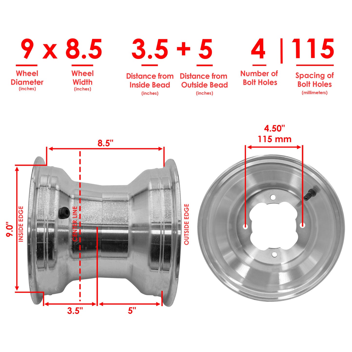 Caltric Rear Wheel Rim For Yamaha Warrior 350 YFM350 1989-2004 2XK-25390-03-YY