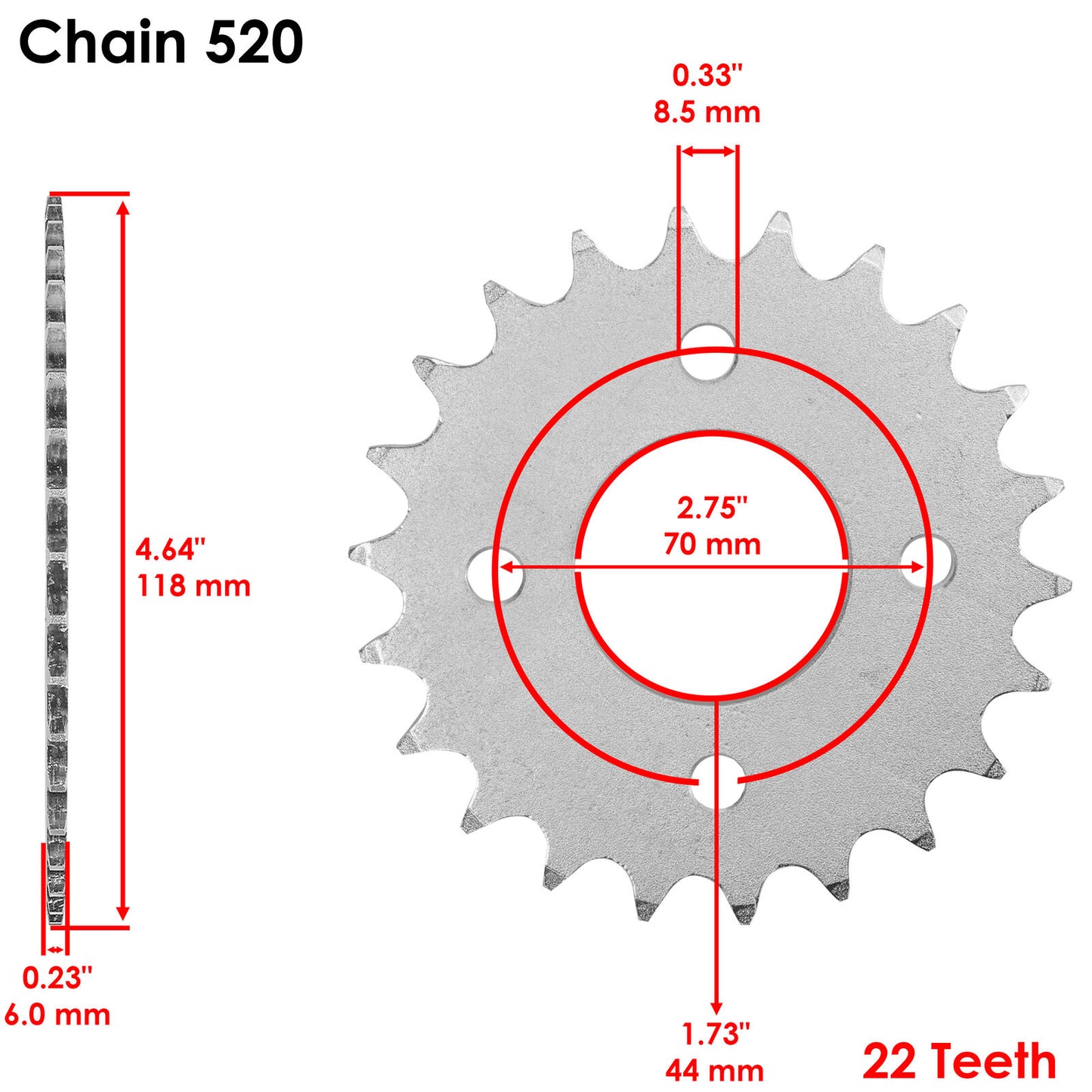 Rear Wheel Chain Sprocket for Suzuki 80 QuadSport LT80 1987-2006 22 Teeth