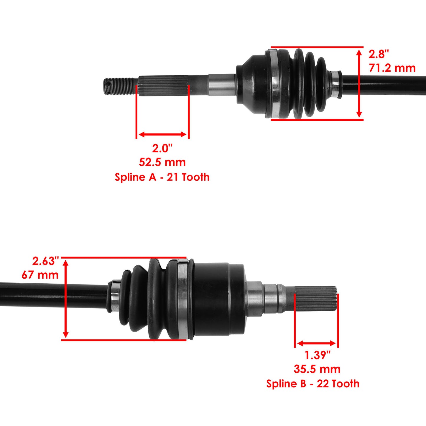 Front Right Complete CV Joint Axle for Kubota RTV1140 Cpx 4X4 2009-2016