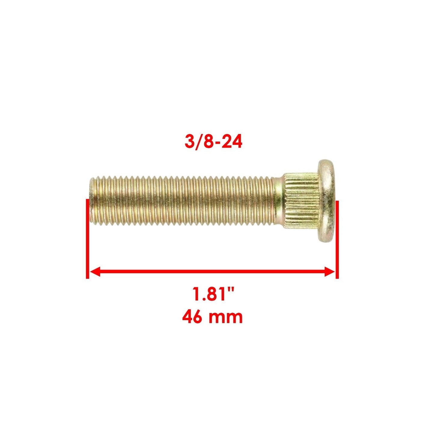 8X Wheel Stud  3/8-24 46mm  For Polaris Ranger 500 4X4 EFI 2009