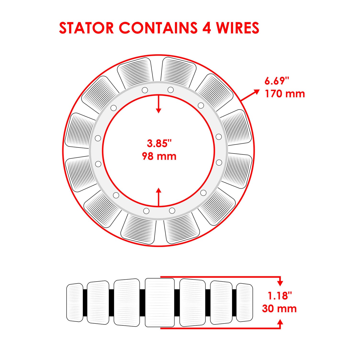 Stator for Mercury Mariner 398-832075-A3, 832074A 5. 398-832074A 5, 832074A