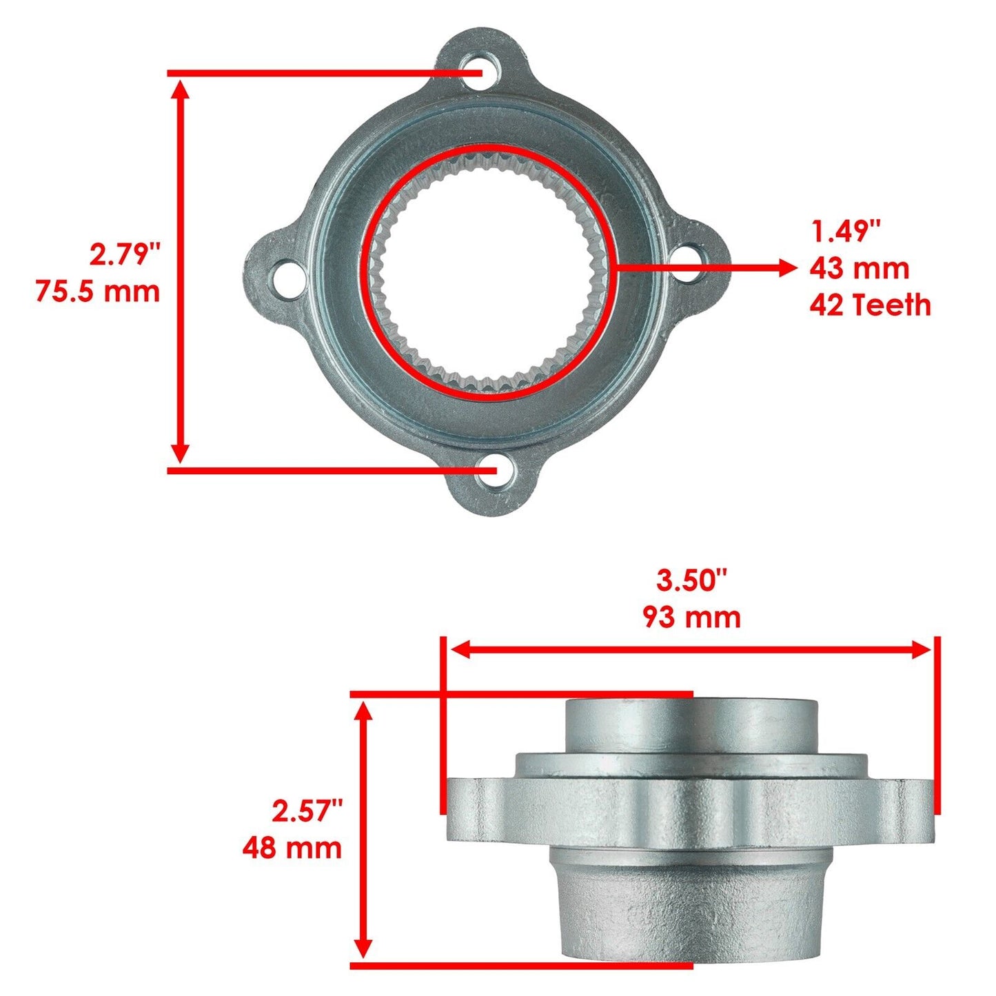 Rear Brake Rotor Flange w/ Disc & Bolts For Yamaha Warrior 350 YFM350X 1988-2004