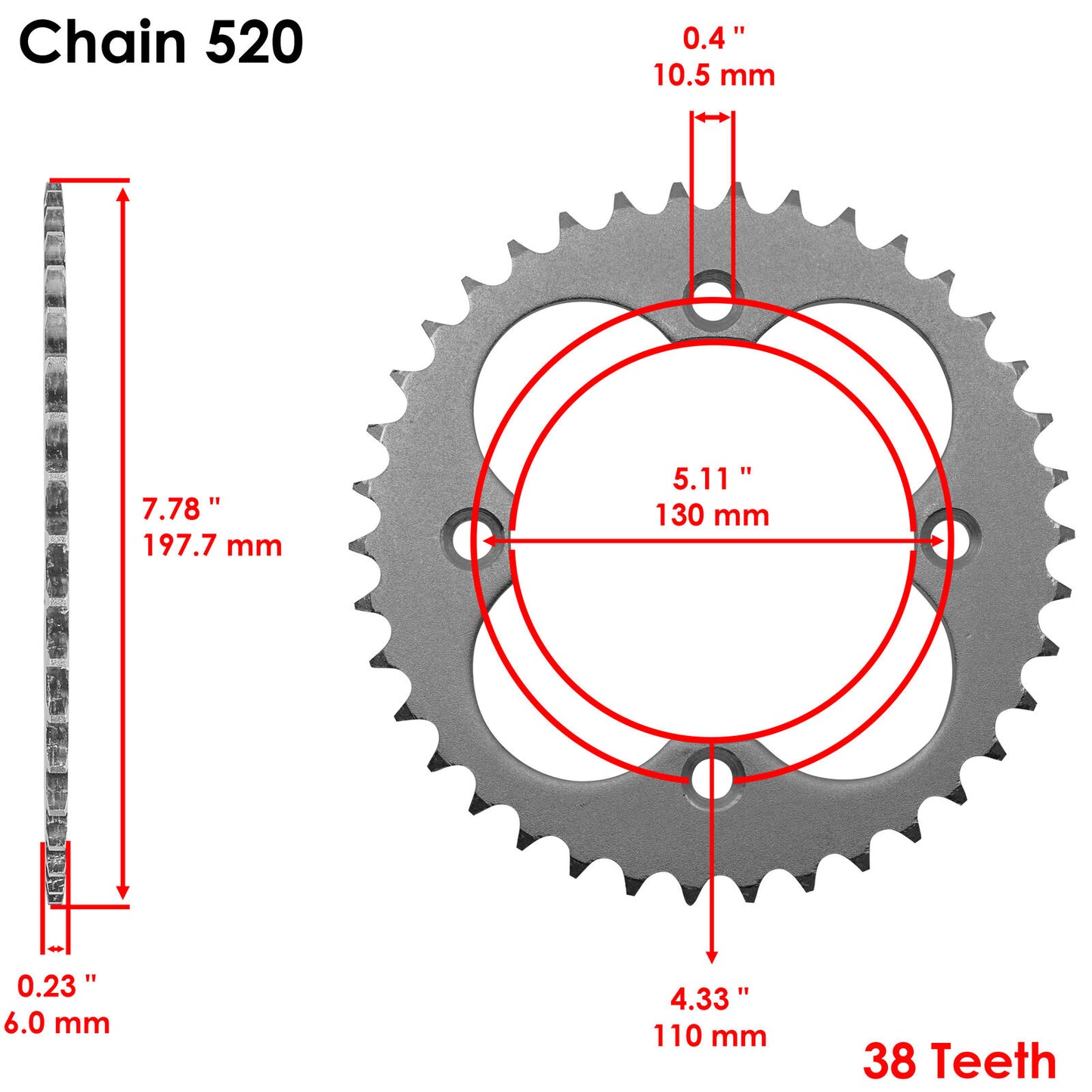 Drive Chain & Sprockets For Honda Sportrax 300 TRX300EX 1993-2006 TRX300X 2009