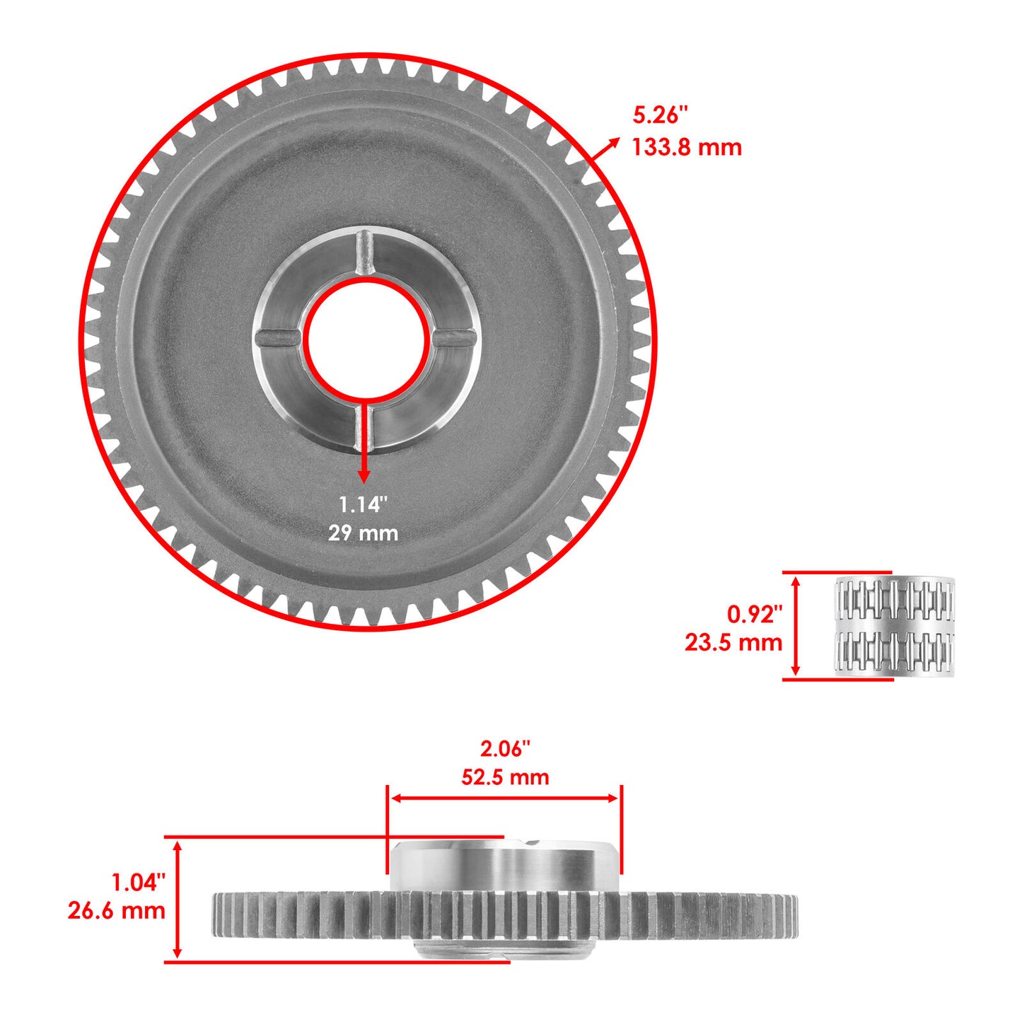 Starter Clutch Gear Idler & Needle Bearing for Yamaha Warrior 350 YFM350 90-04