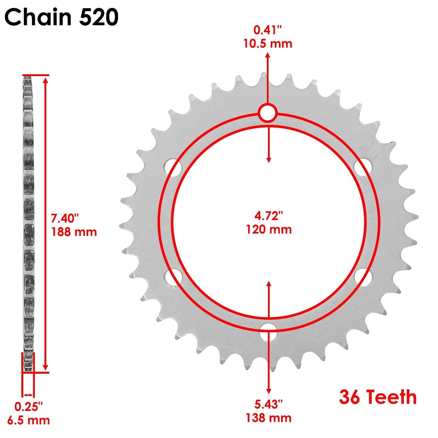 Rear Wheel Chain Sprocket For Honda CB300F 2015-18 / CBR300R 15-22 41201-K33-D00