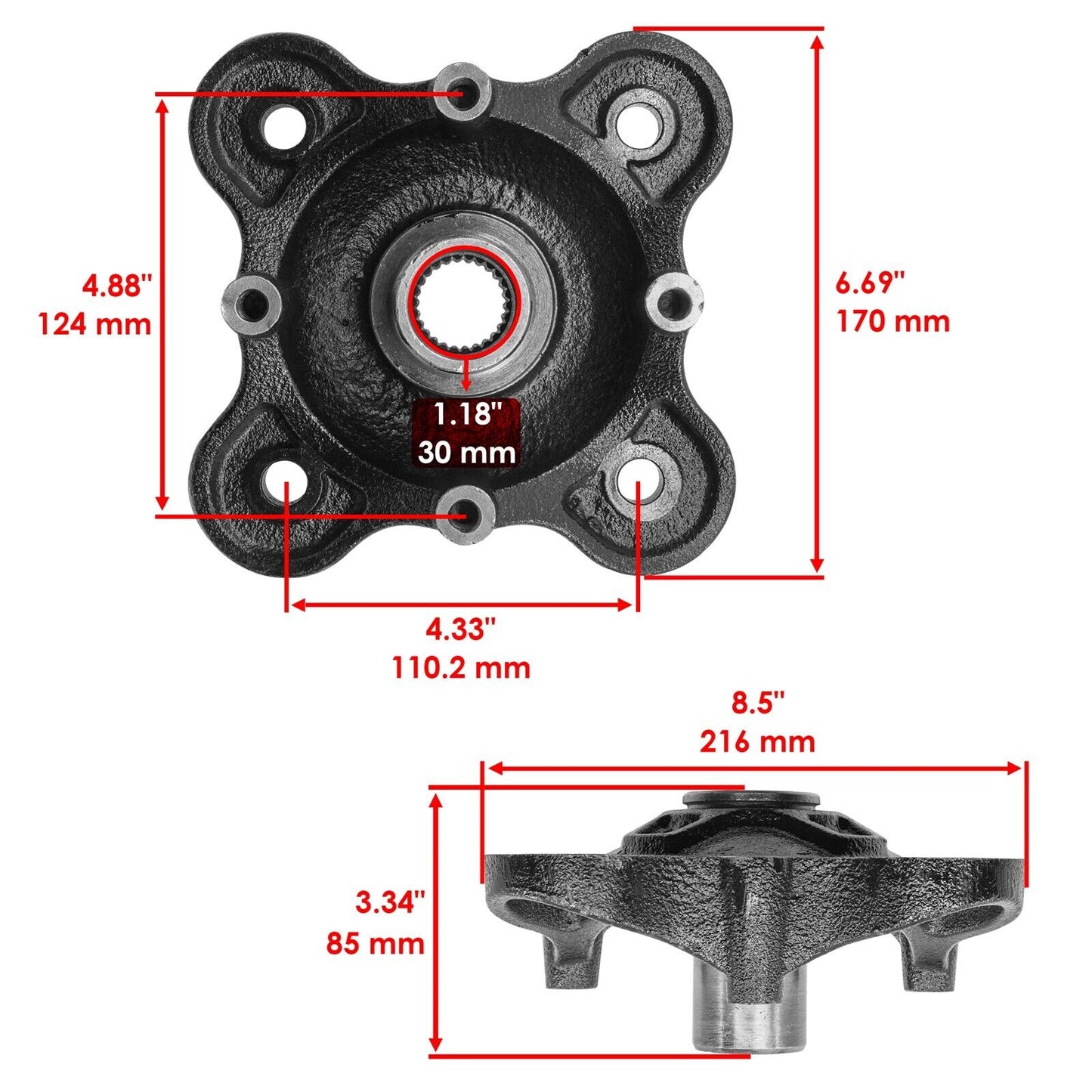 Caltric Rear Wheel Hub W/Bolts For Polaris Pro XD 2000D 4000D 2020