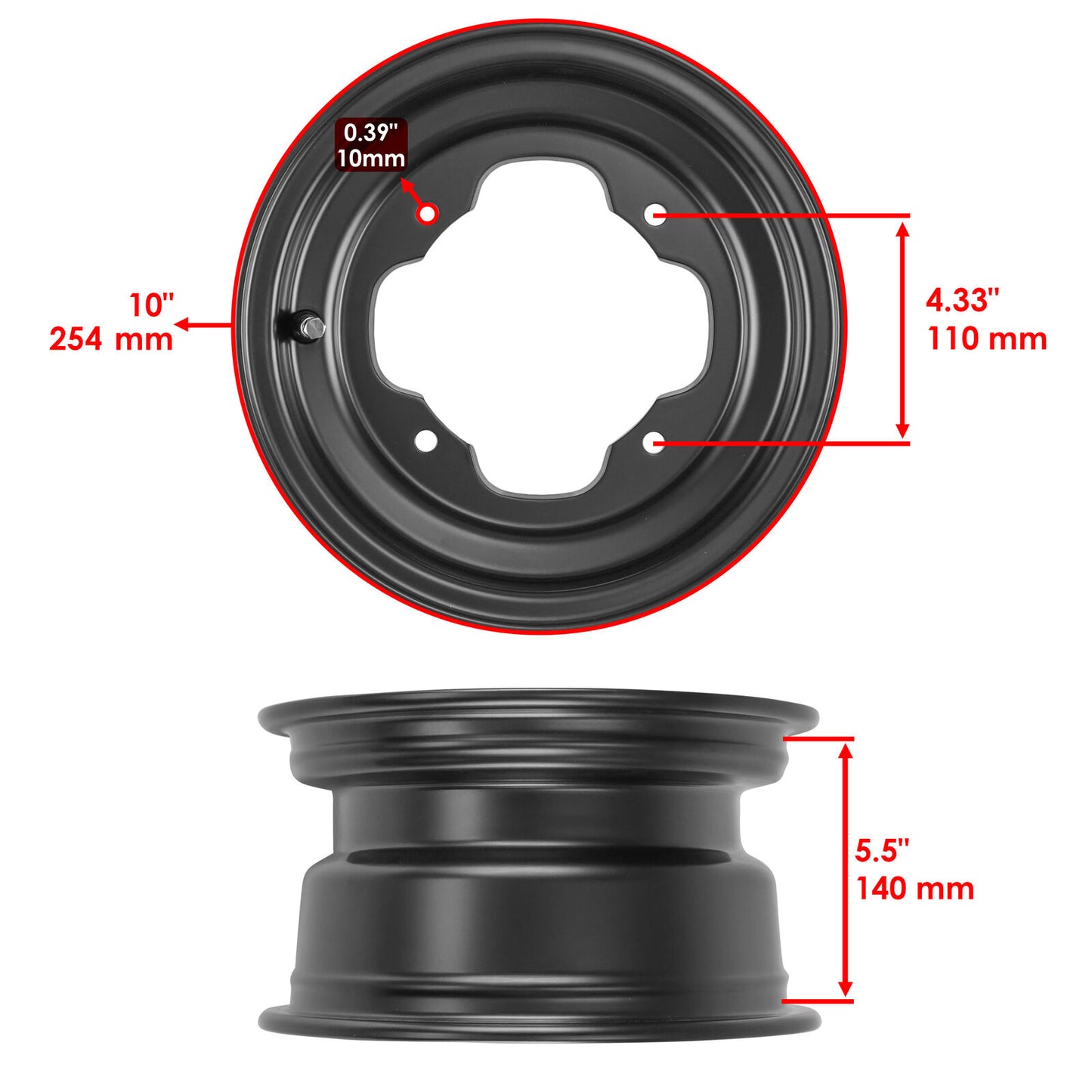 Caltric Front Wheel Rims For Yamaha YFZ450 YFZ450 2004-2007 5LP-25180-11-YX