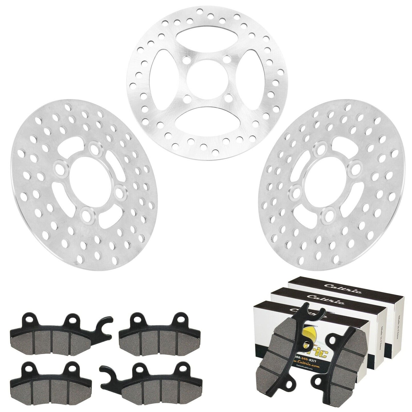 Front Rear Brake Disc Rotor W/ Pads For Yamaha Raptor 700 YFM700R 2006 2007 2008