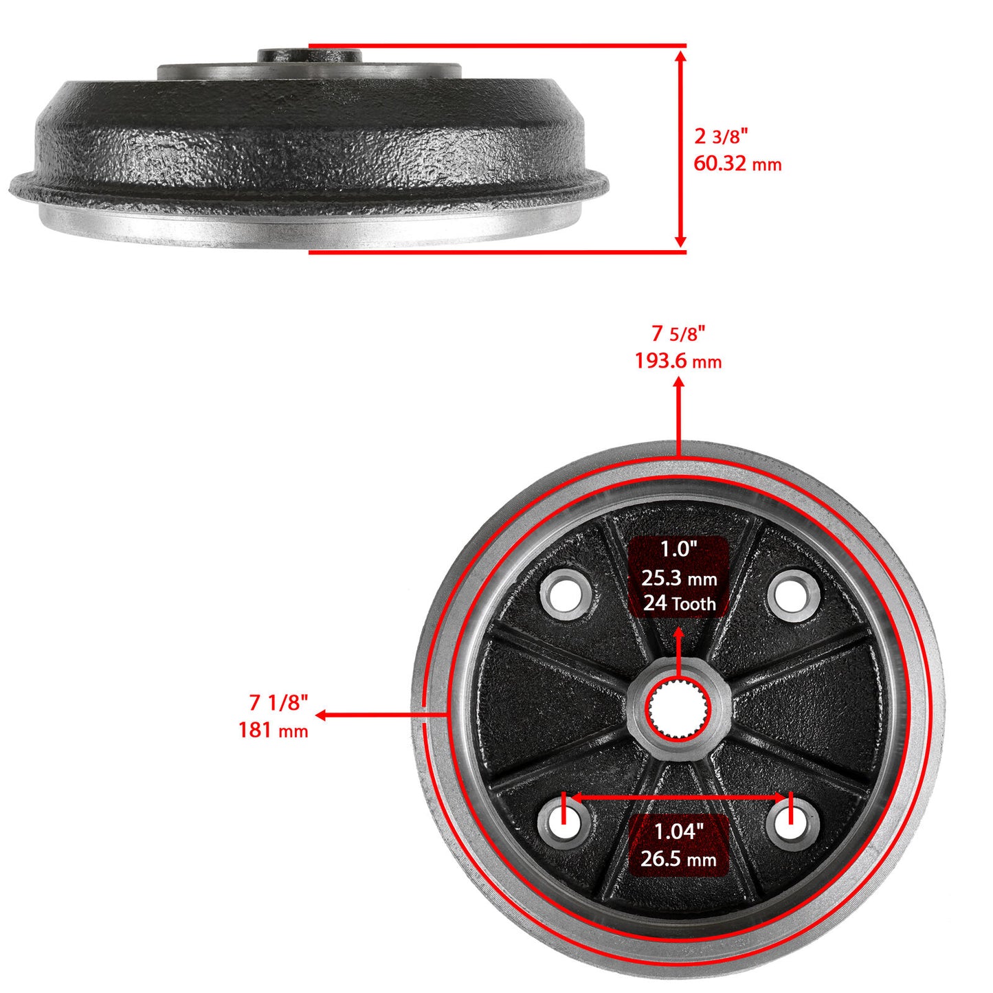 Front Left or Right Brake Drum w/Seal for Kawasaki Mule 2510 KAF620A 4x4 1994-00