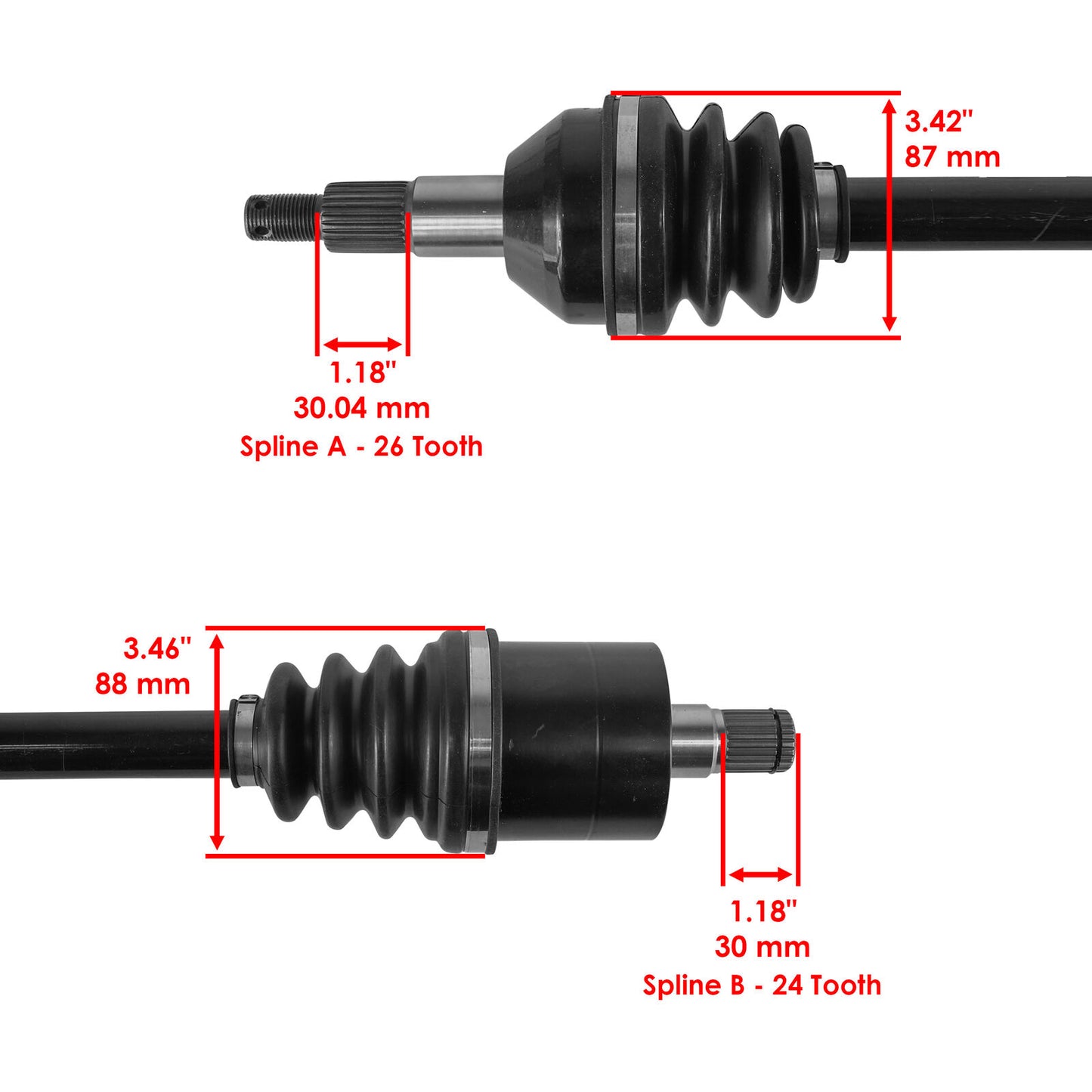 Rear Left And Right CV Joint Axles for Can-Am Outlander 1000 4X4 Xt EFI 2012