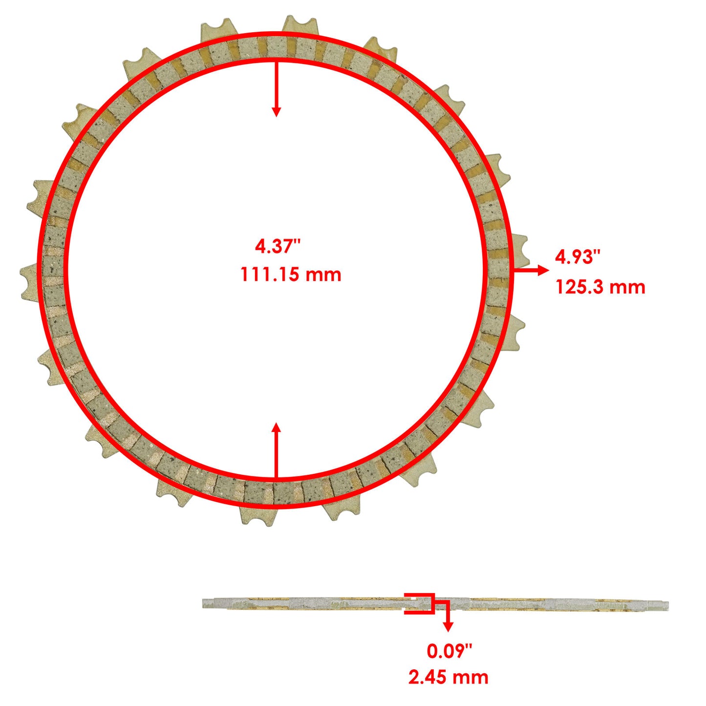 Caltric 22202-KZZ-901 Clutch Friction Plate for Honda 18 Teeth