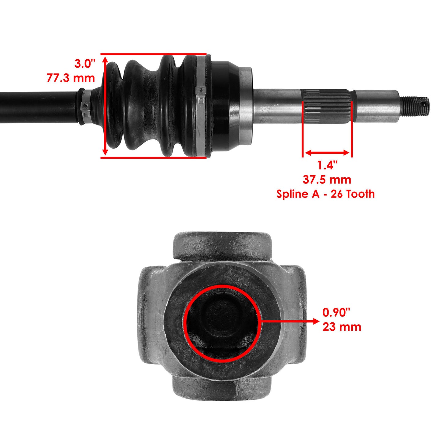 Front Lelft CV Joint Axle for Polaris Scrambler 400 4X4 1995-1999 If Stamped Btb