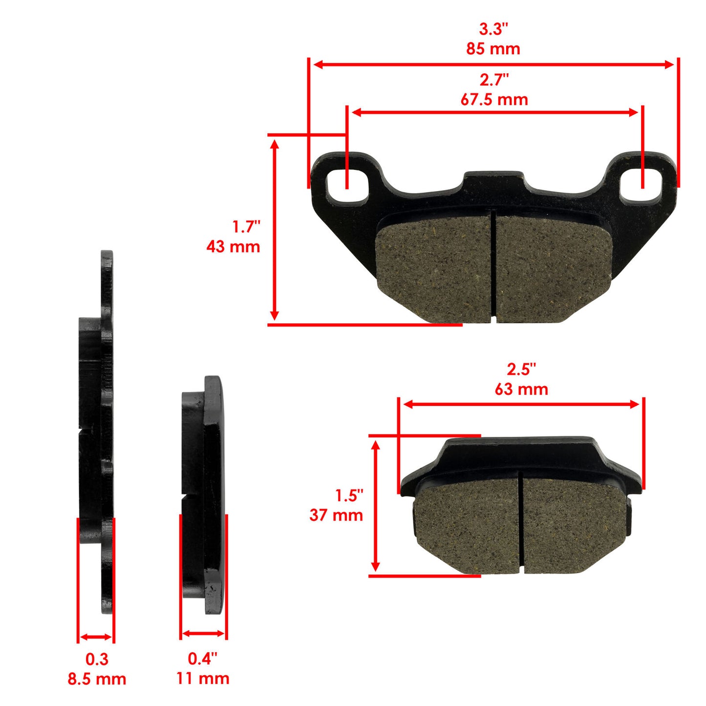 Caltric Rear Brake Pads for Kymco  Mongoose 70 2007 2008 2009