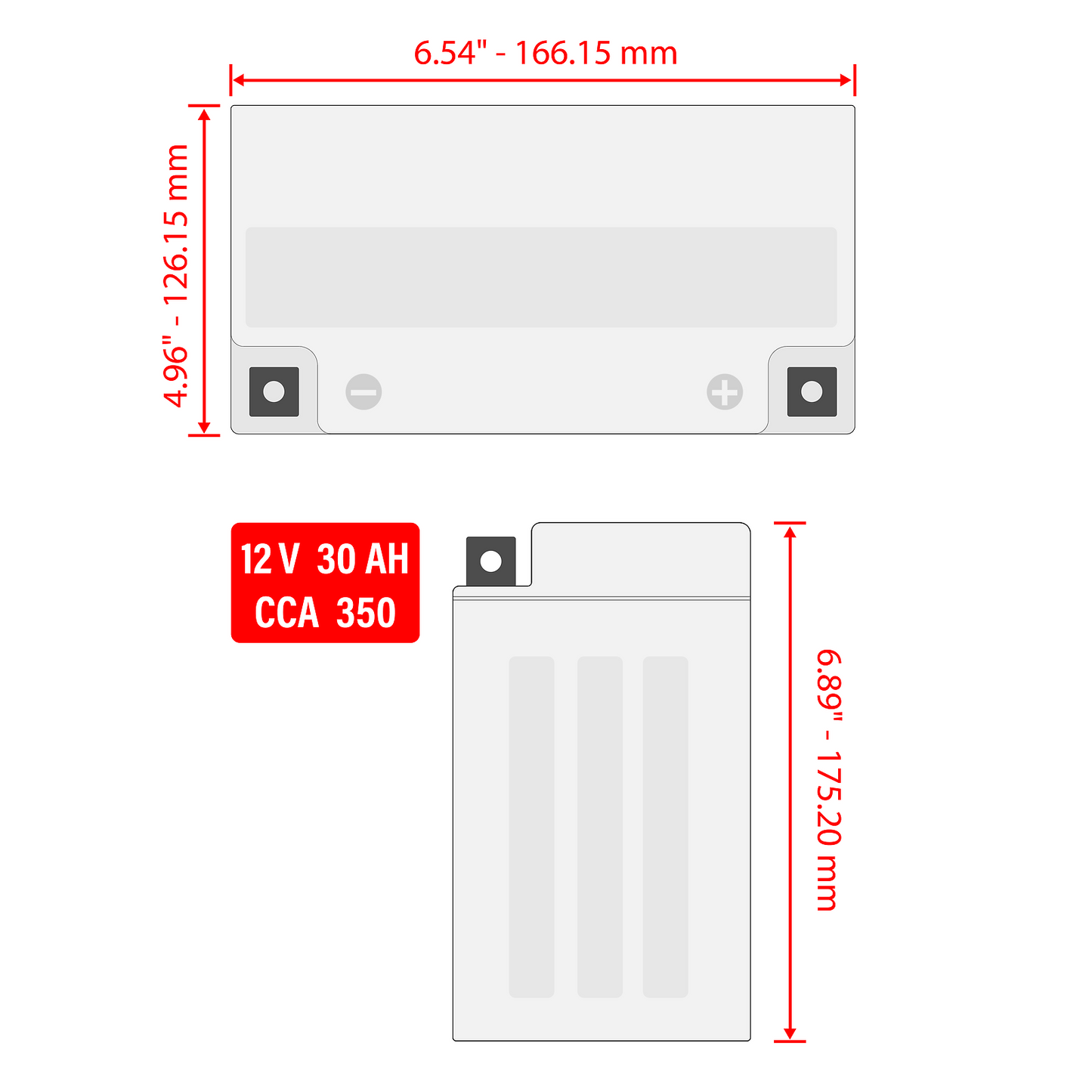 Caltric 4018013 4014609 AGM Battery for Polaris / 12V 30Ah CCA 350 / YIX30L-BS