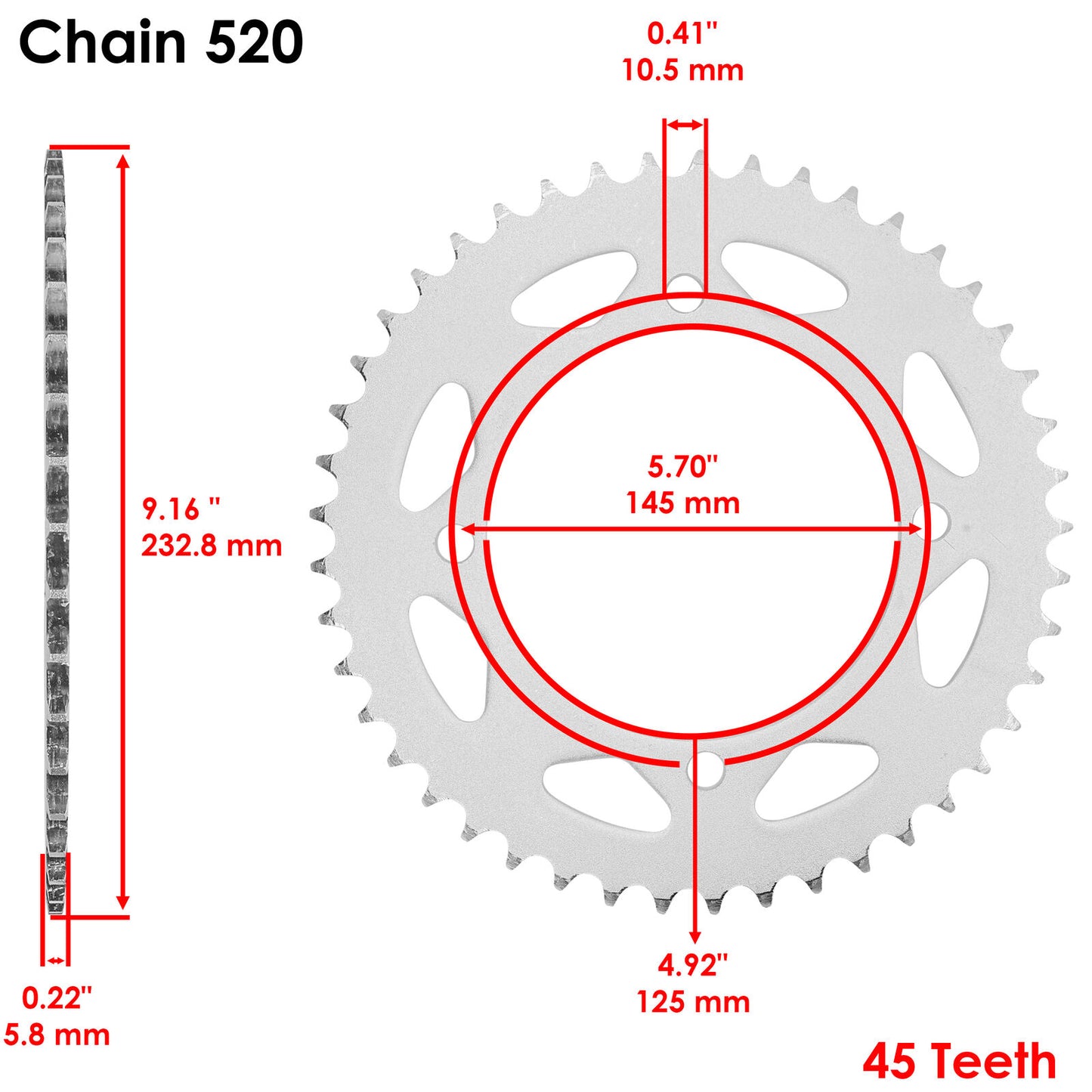 4DN-25445-20-00 4DN254452000 Rear Wheel Chain Sprocket for Yamaha 45Teeth