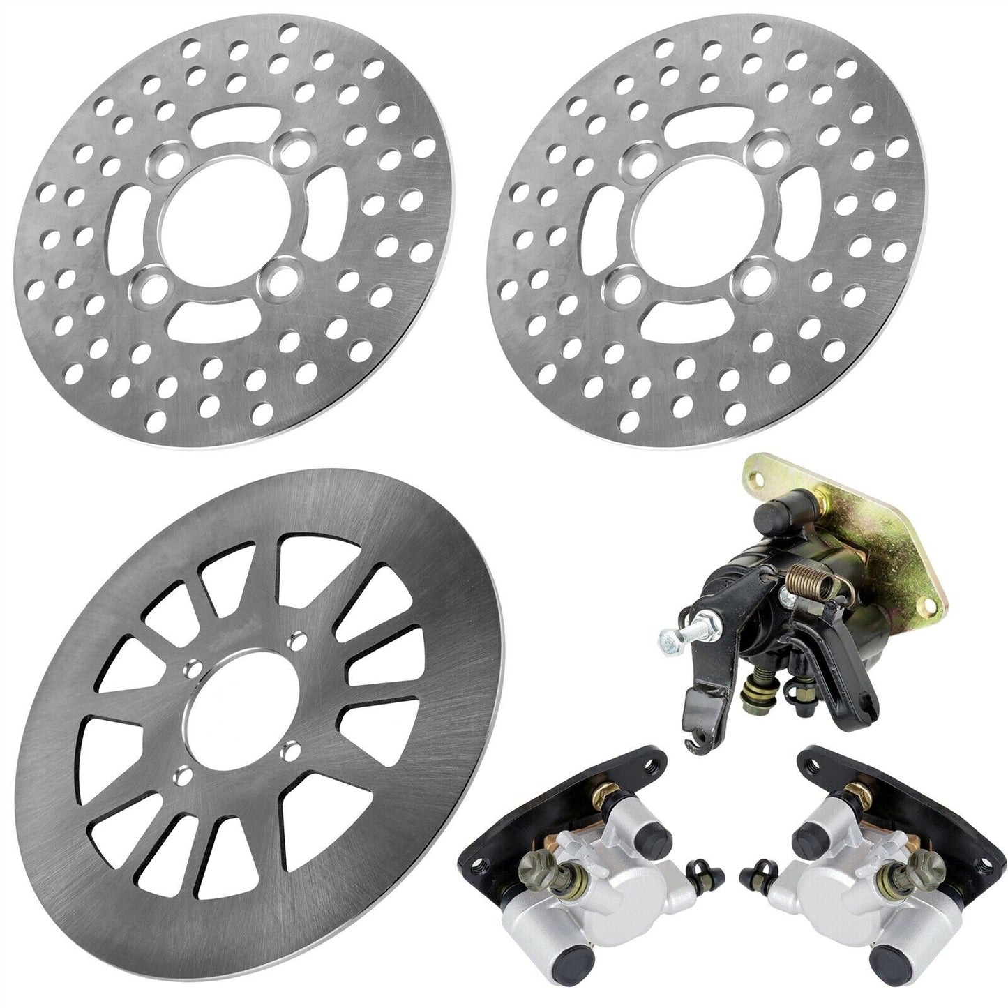 Front Rear Brake Disc Rotor w/ Calipers for Yamaha Warrior 350 YFM350X 1990-2004