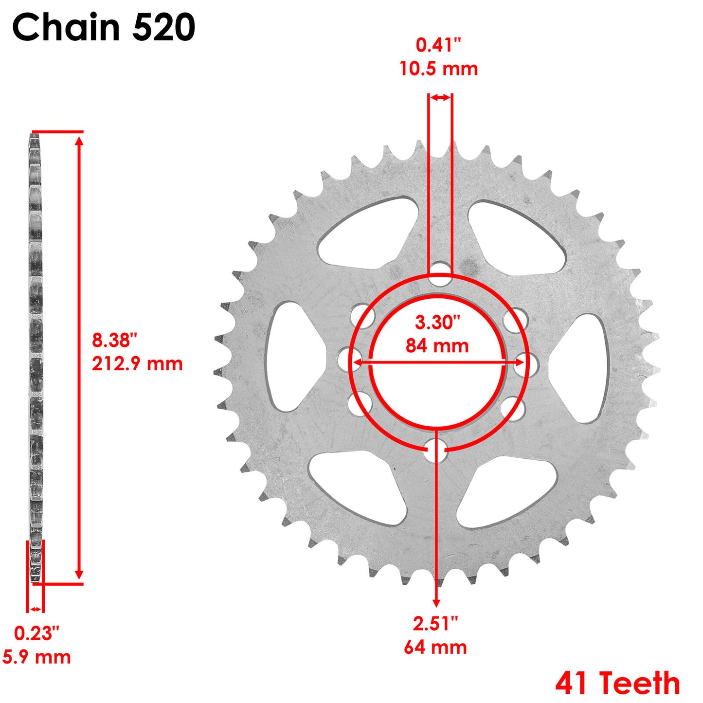 Rear Wheel Chain Sprocket for Suzuki 230 QuadRunner LT230E 1987-1993 41 Teeth