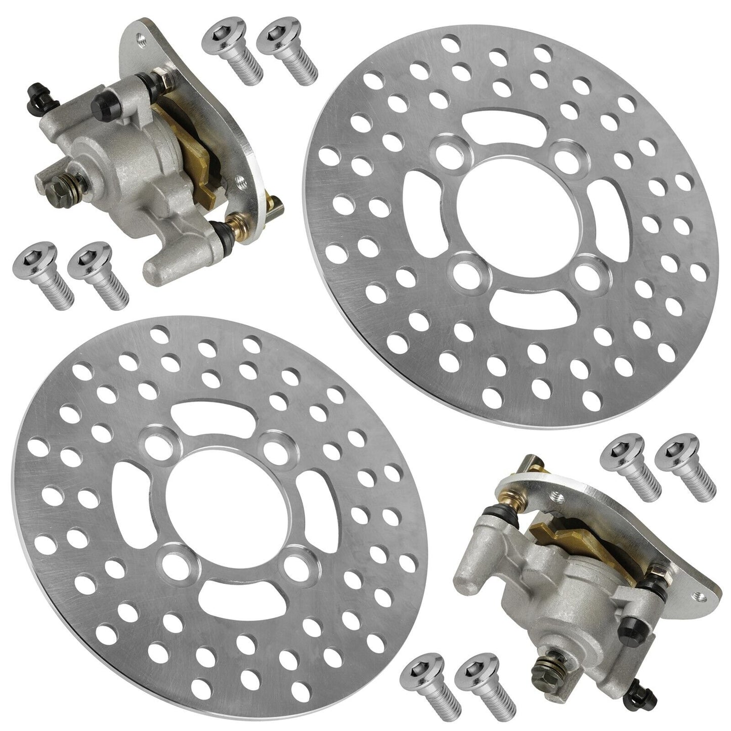 Front R & L Brake Caliper & Disc w/ Bolts For Yamaha Raptor 250 YFM250R 2008-13