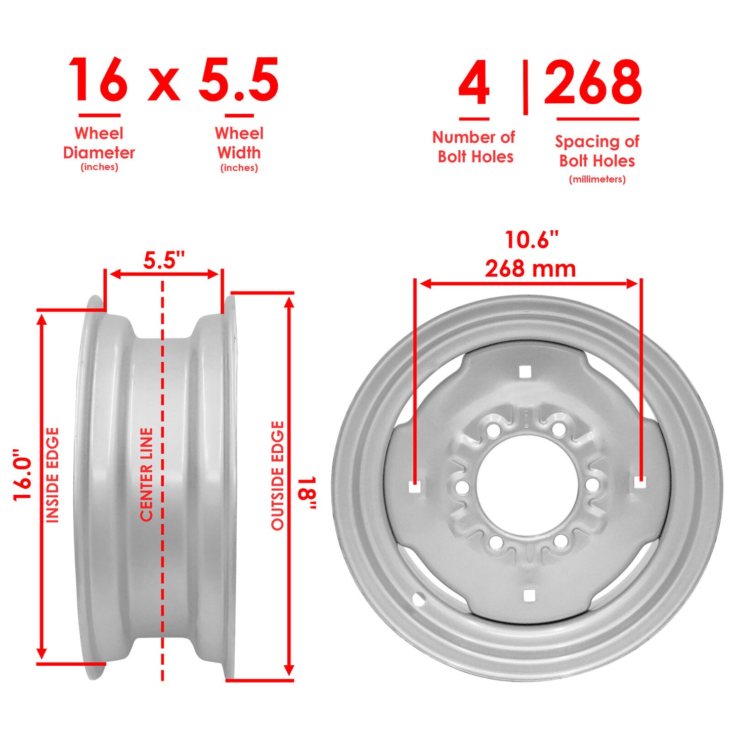 JD3039 AL82488 Front Wheel Rim For John Deere 1020 1120 1065A 1250 1450 1650