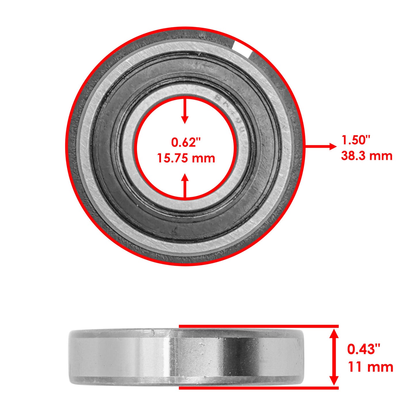 Caltric 499502H NR 99502H-NR Snap Ring Seal Ball Bearing 5/8 X 1-3/8 X .433 (10)