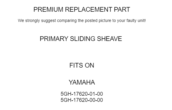 Complete Primary Sliding Sheave for Yamaha 5Gh-17620-01-00 5Gh-17620-00-00