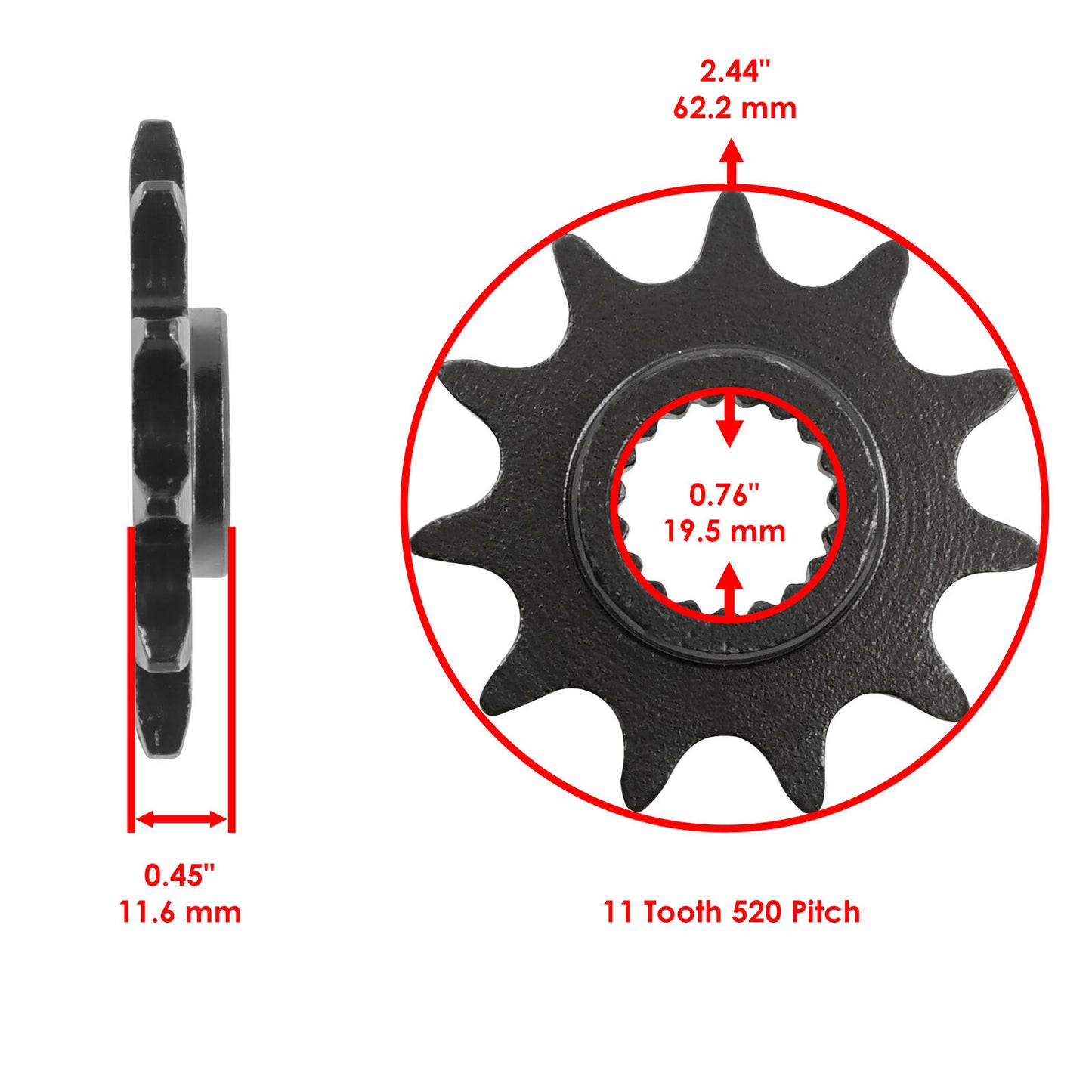 Front Drive Chain Sprocket for Polaris Trail Boss 350L 4x4 1990-1993 Teeth 11