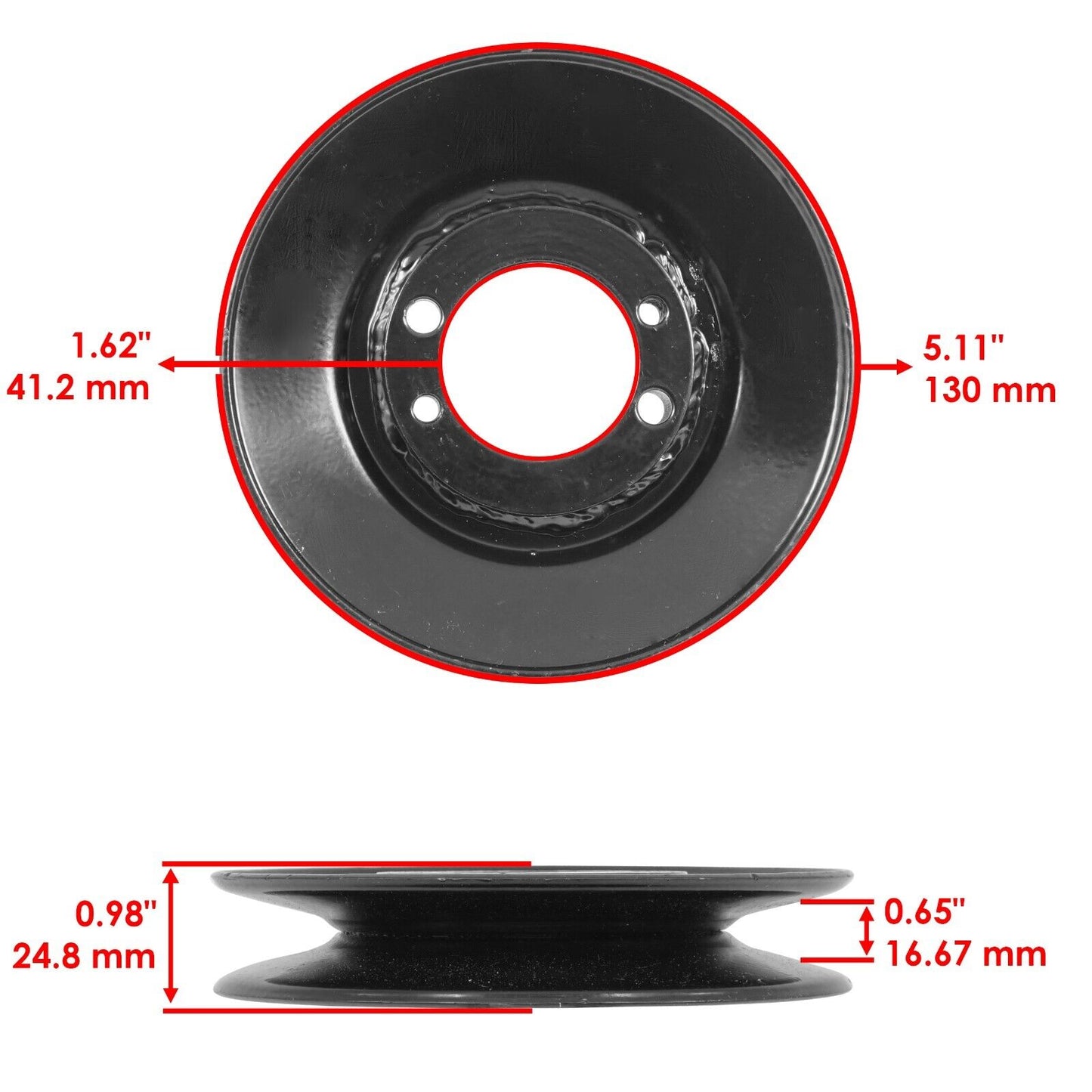 Caltric Deck Pulley 483282 For Scag Wildcat 5.13" OD Tapered Bore