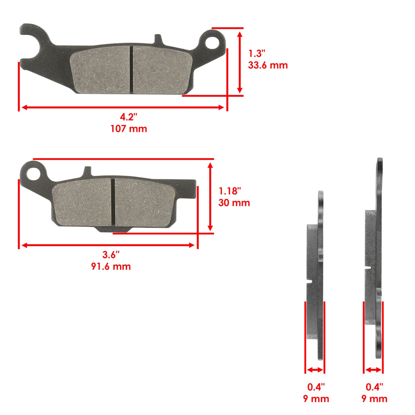 Caltric Front or Rear Brake Pads for Yamaha 3B4-W0046-00-00 3B4-W0046-10-00