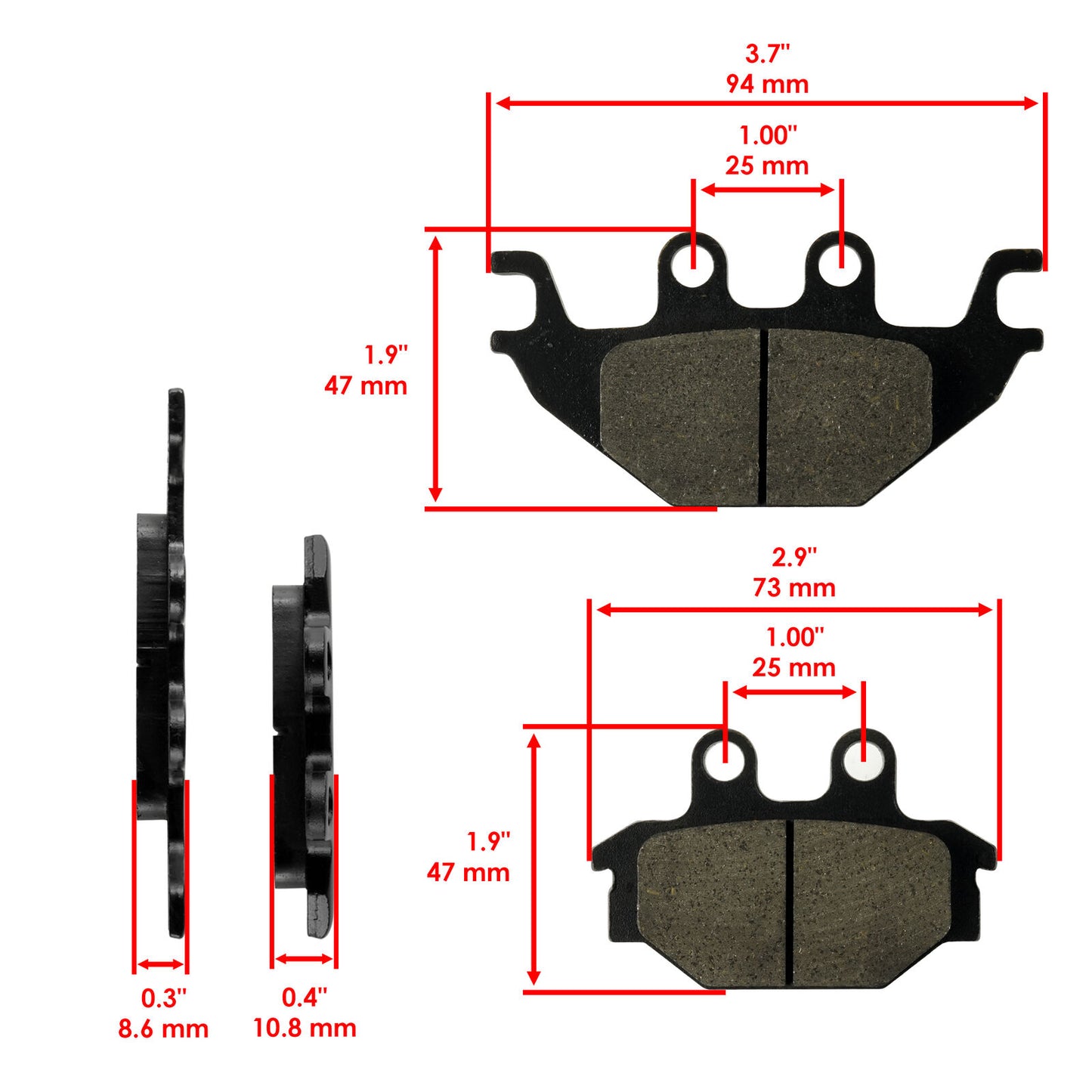 Front & Rear Brake Pads for Kymco  Mxu 500 4X4 2006 2007 2008 2009 2010