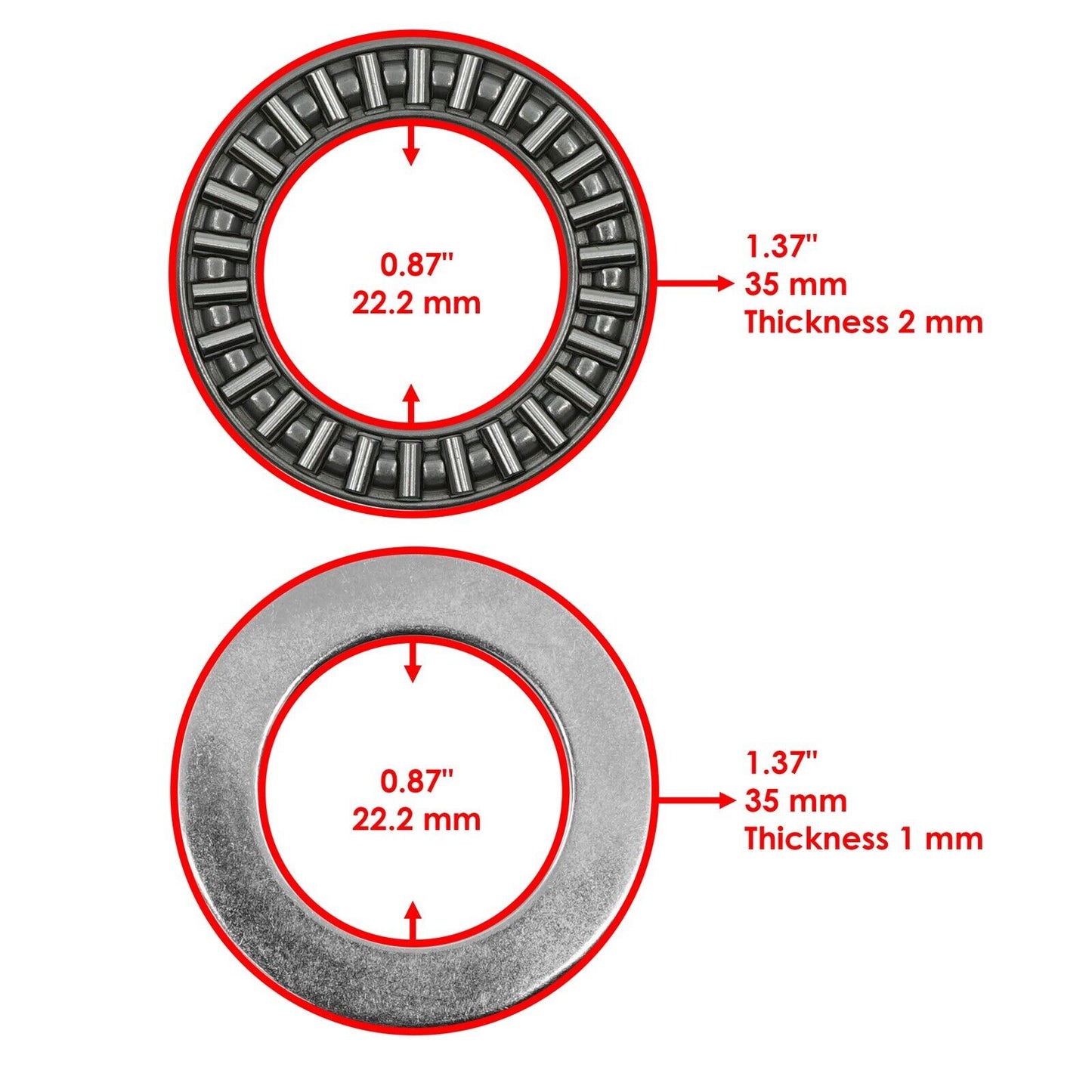 Caltric 93342-22217-00 933422221700 Swing Arm Thrust Bearing For Yamaha QTY 2