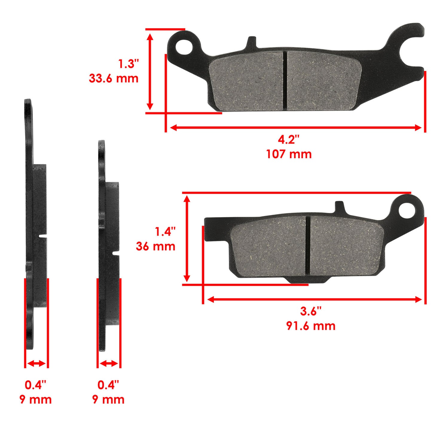 Caltric Front and Rear Brake Pads for Yamaha Grizzly 700 YFM700F 2007-2020