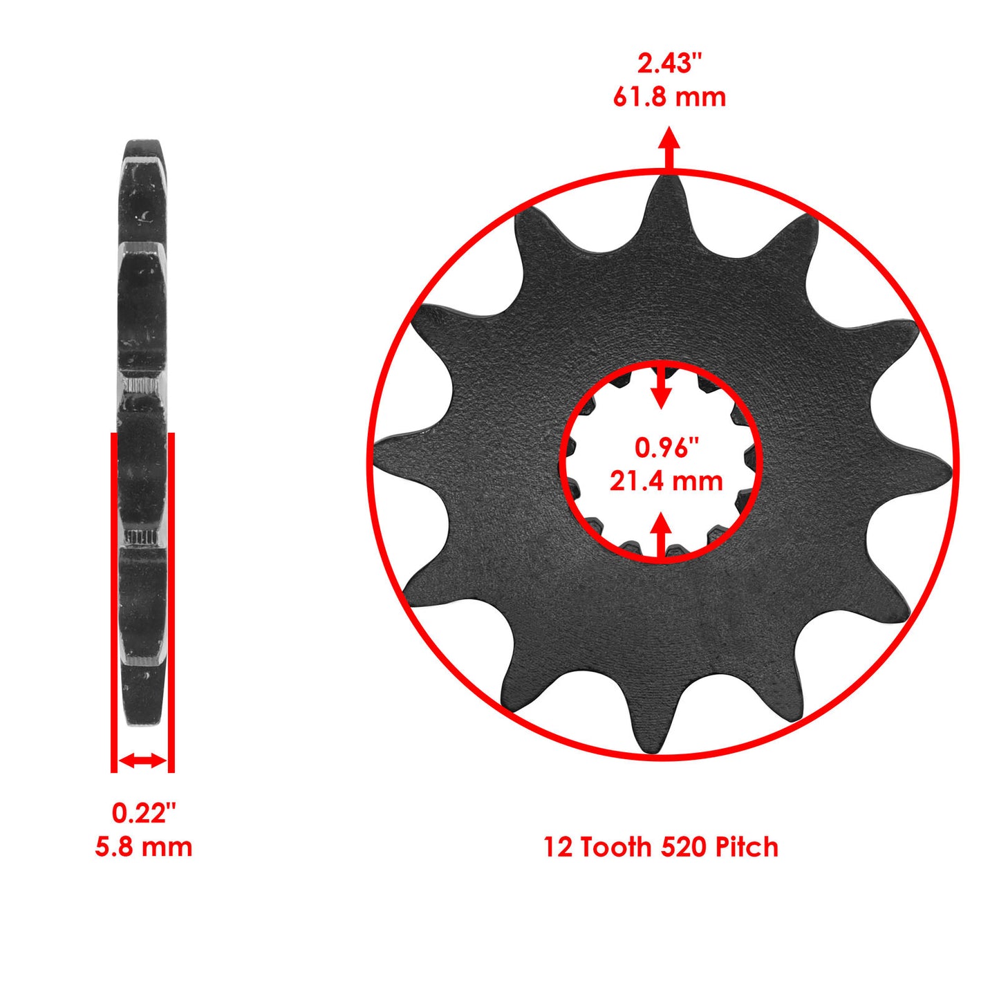 Caltric Front Drive Chain Sprocket for Suzuki 27511-24400 Teeth 12