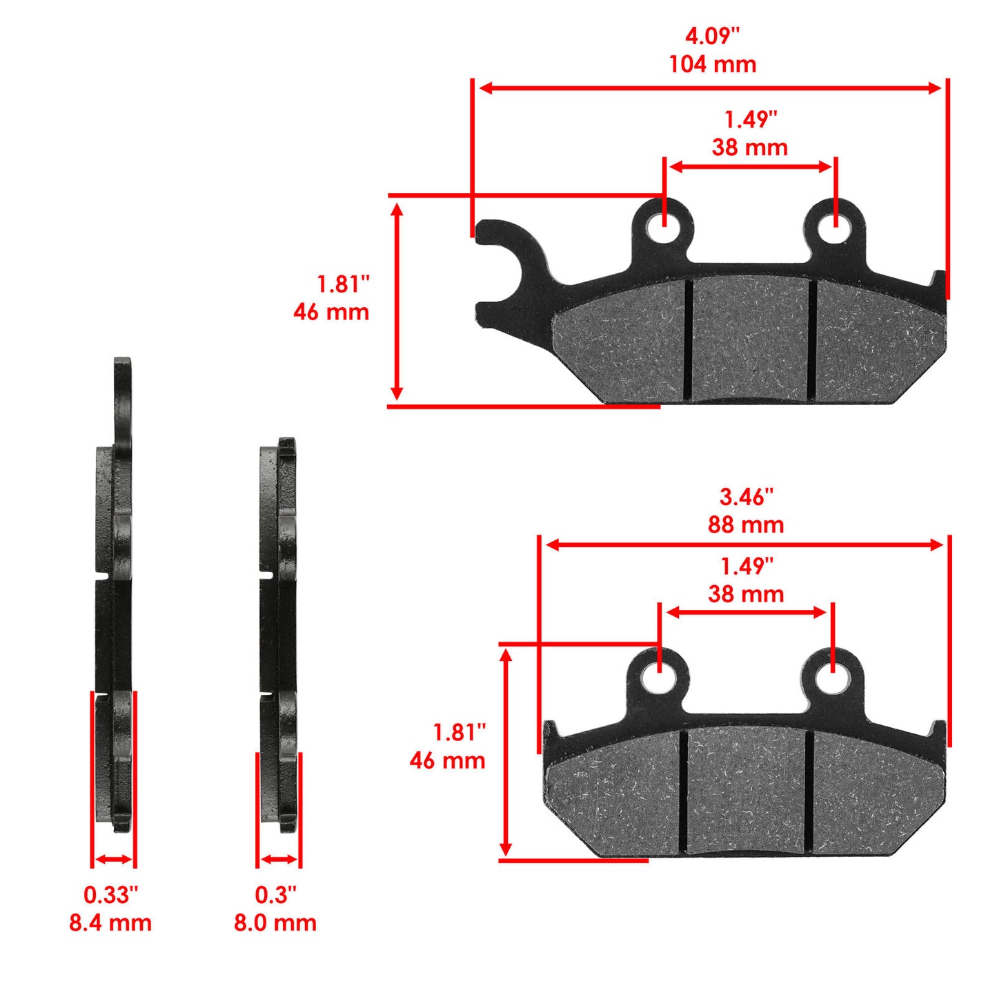 Front Left and Right Brake Pads for Yamaha Viking 700 2014 2015 2016 2017-2022