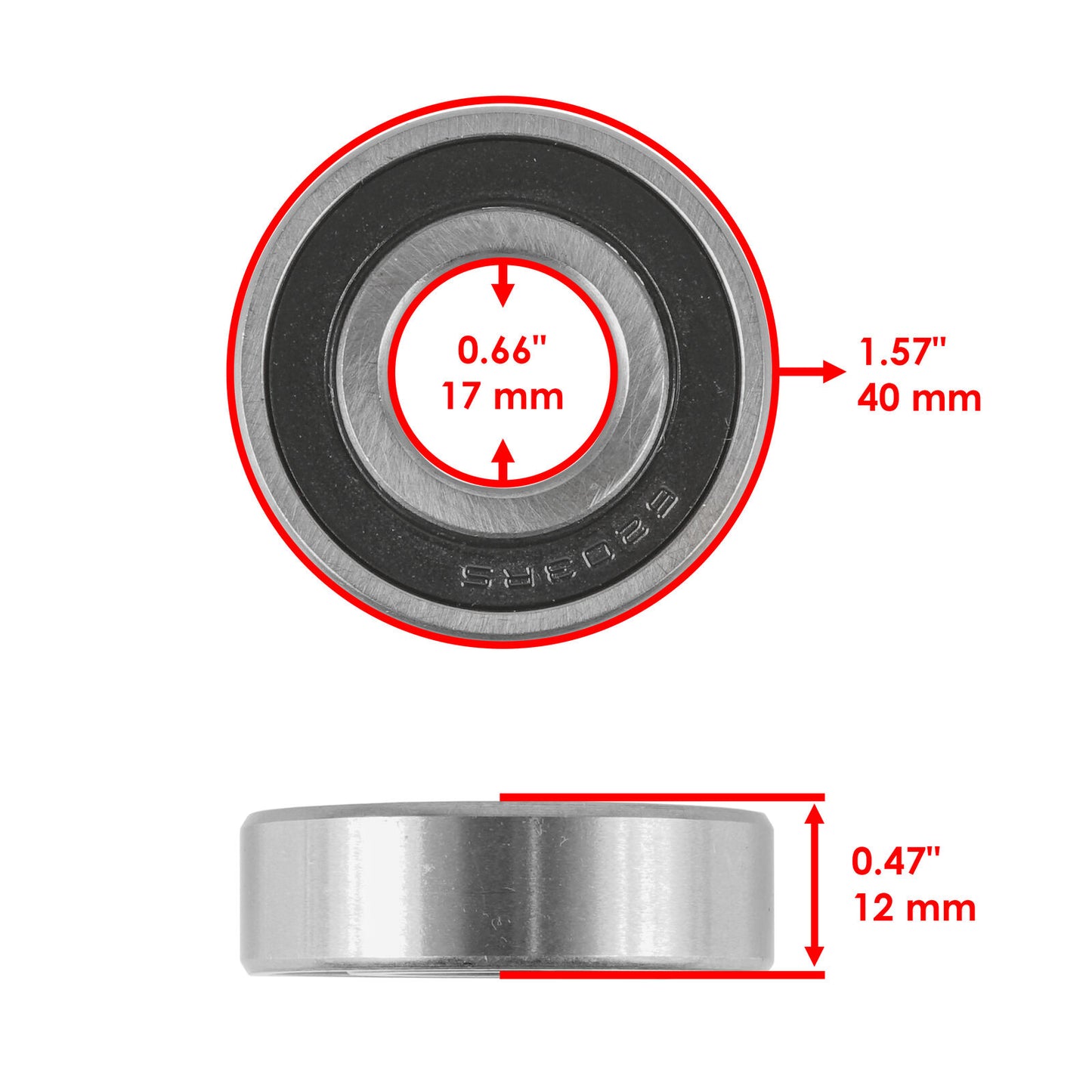 Caltric 6203RD 6203-2RS Two Side Rubber Sealed Ball Bearings 17x40x12 mm