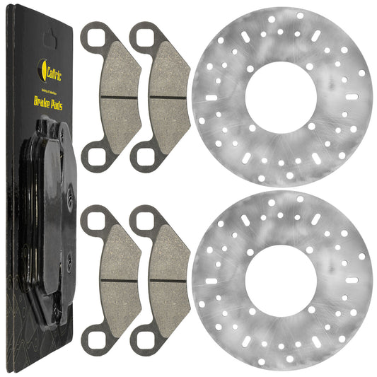 2 Front Brake Disc Rotor And Pads for Polaris Sportsman 500 4X4 2004 2005-2012