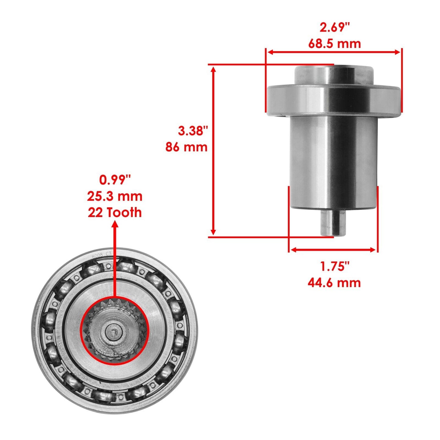 Caltric Front Differential Output Hub For Polaris RANGER XP 700 EFI 2005-2006