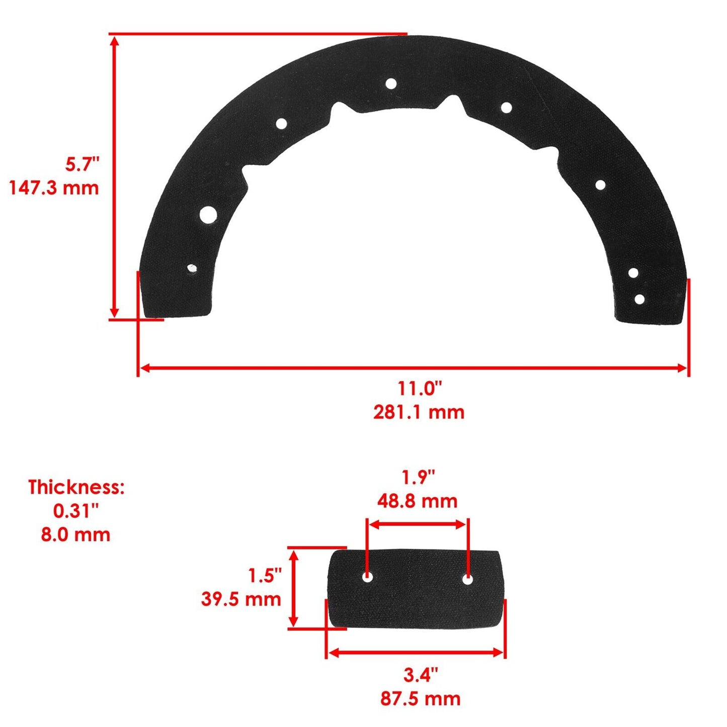 Caltric Rubber Auger & Scraper Bar for MTD 731-0782 Snow Blower (4) Pack