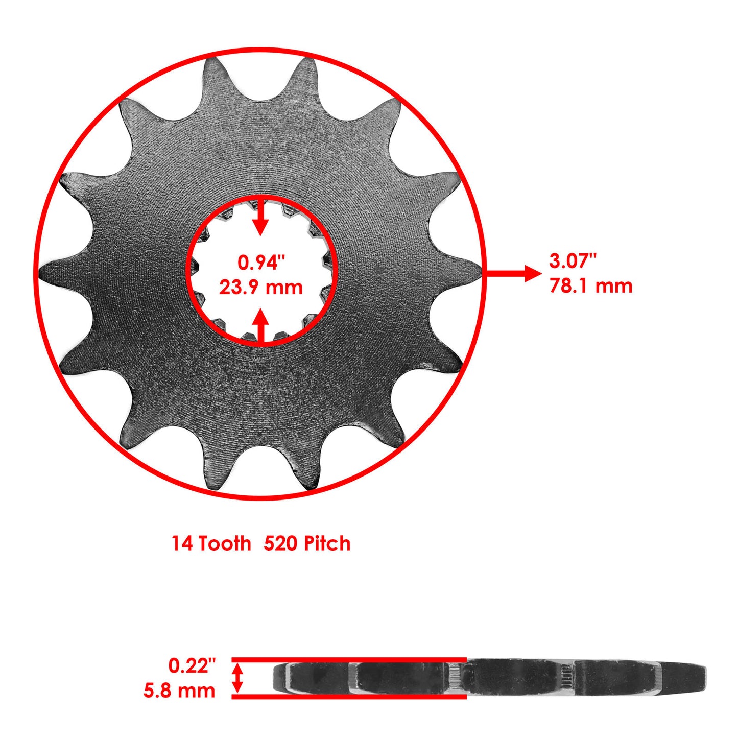 Front Drive Chain Sprocket for Yamaha YFZ450/SE 2004-2009 2012-2013 Teeth 14