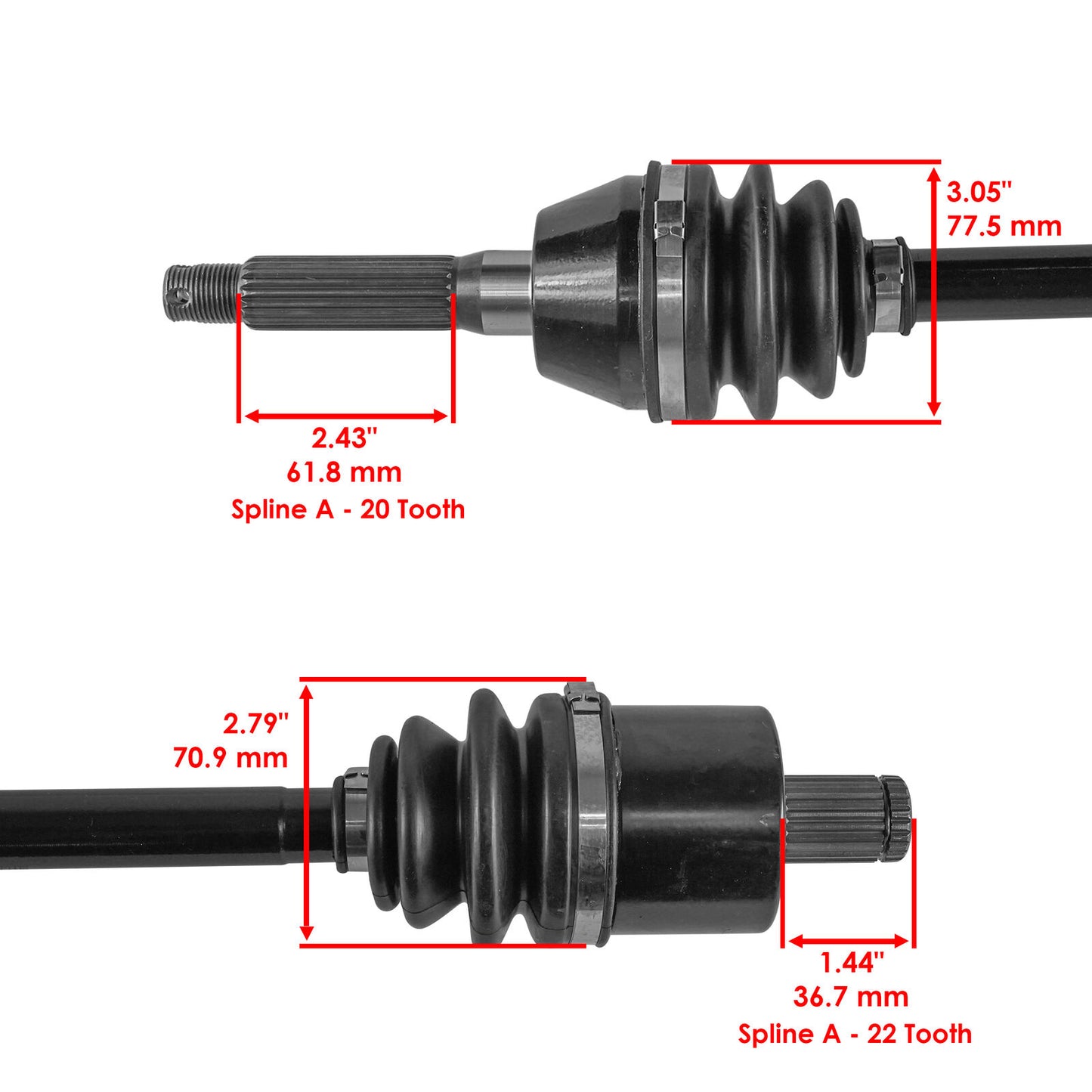 Caltric 1333752 Front CV Joint Axle For Polaris 450 And 570 2018-2021 ATV