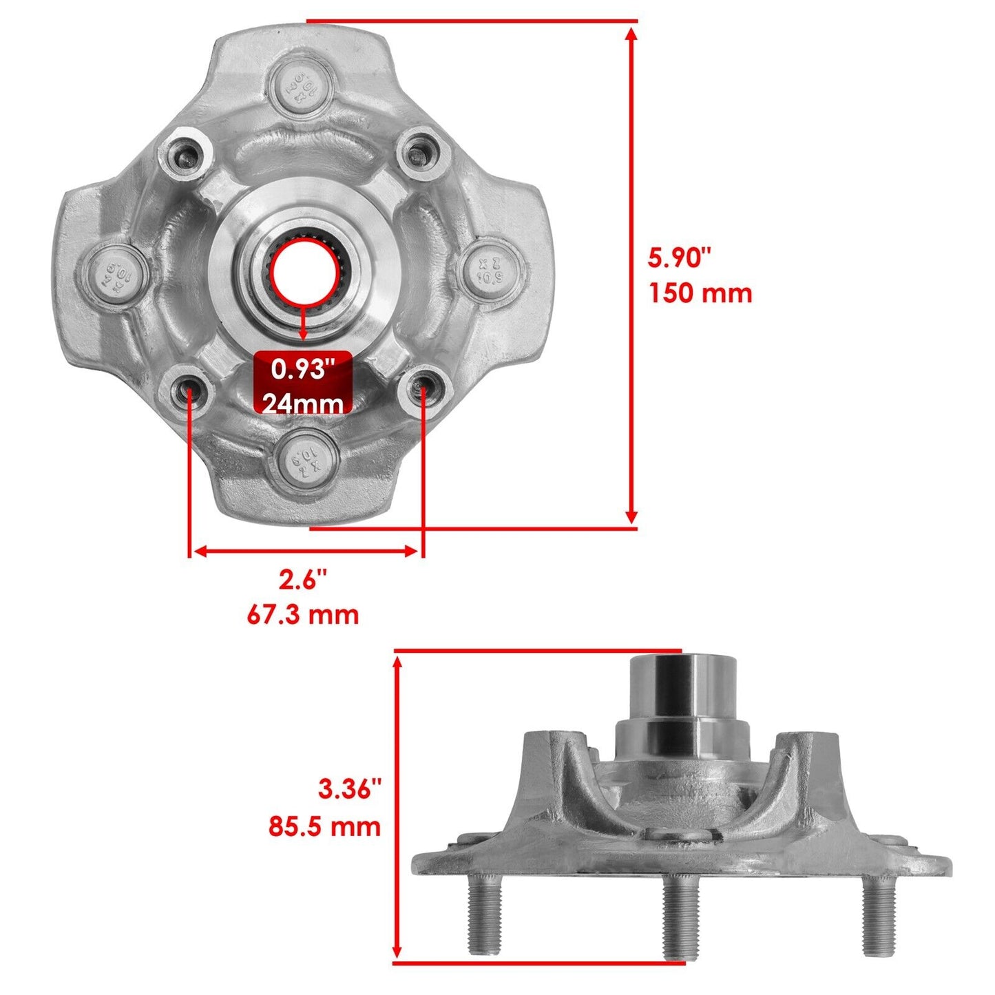 Caltric Front Left Or Right Wheel Hub For Honda Rancher 420 TRX420FM 2007-2013