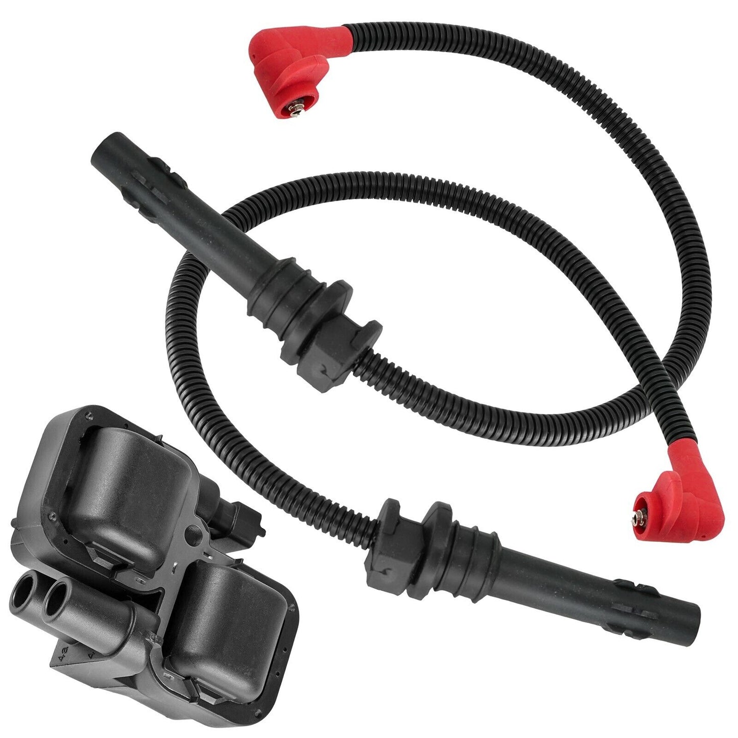 Ignition Coil with Spark Plug Wires for Polaris 4017693 | 4017692 | 2876049